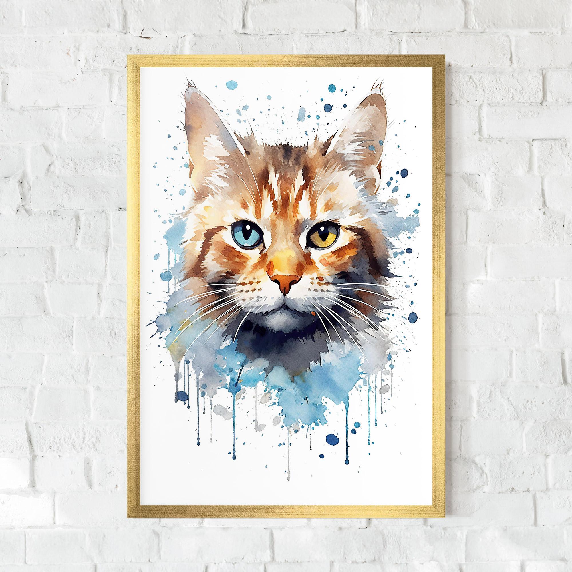 Рамкиран постер Orange Blue Eyes Cat mockup 0