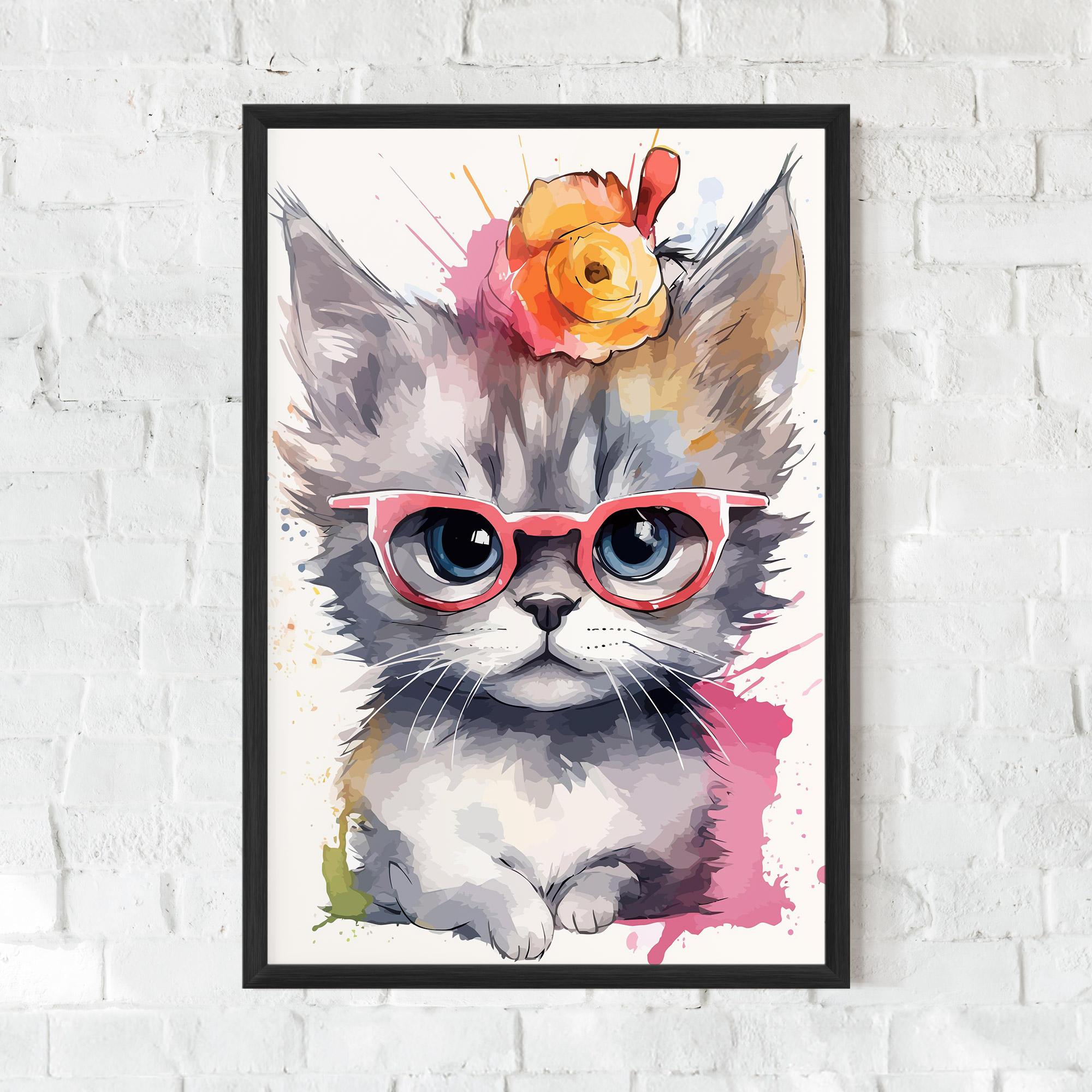 Рамкиран постер Adorable Grey Cat mockup 0