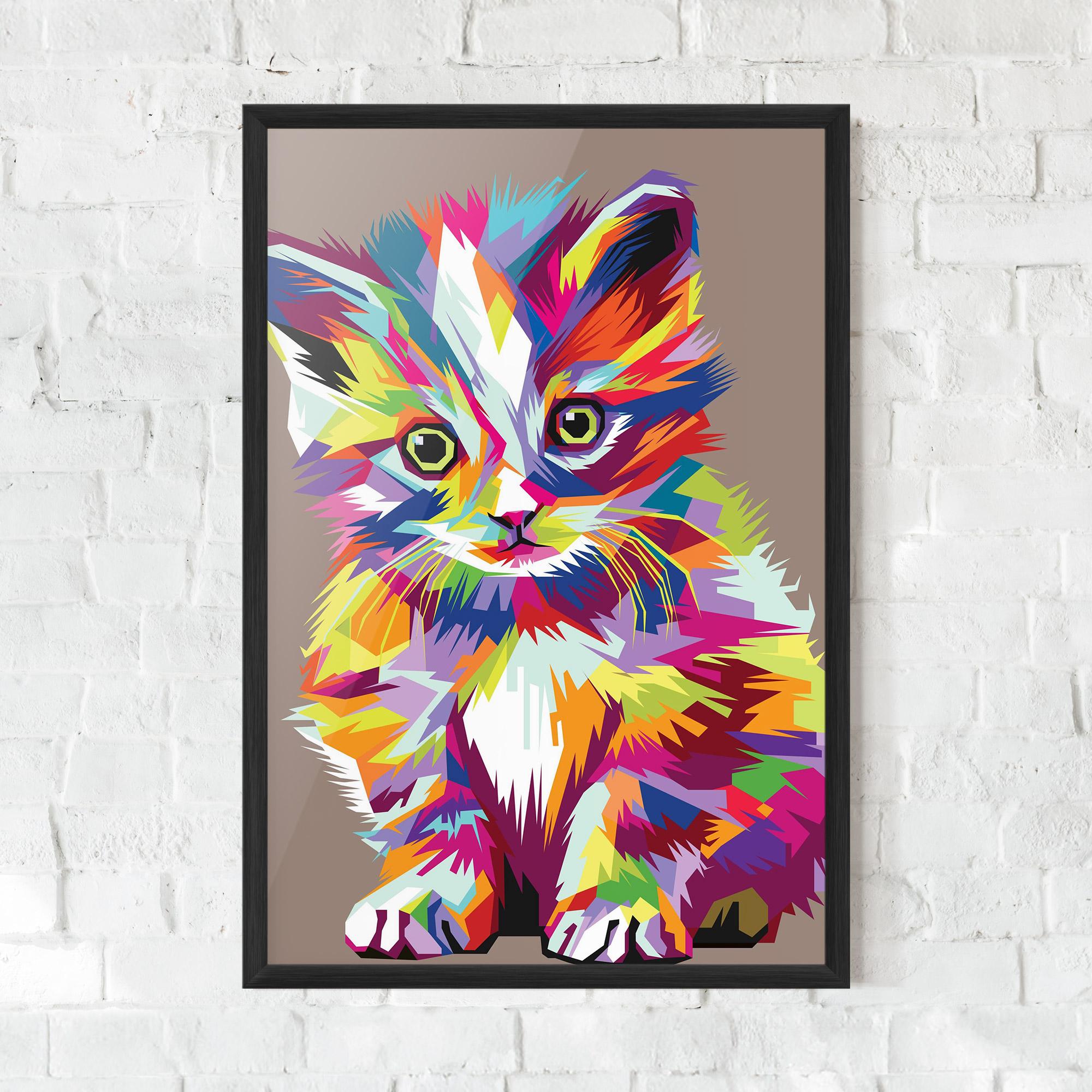 Рамкиран постер Colorful Cat mockup 0