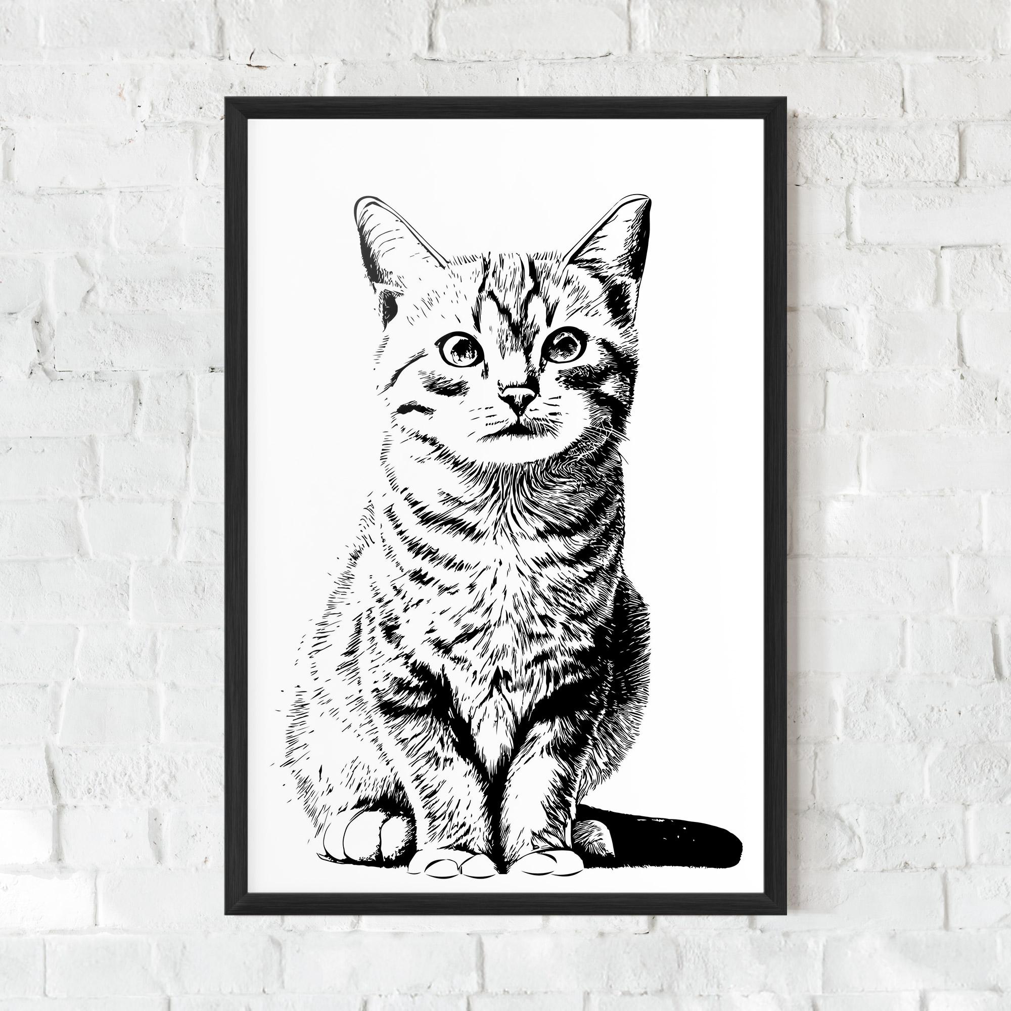 Рамкиран постер Hand Drawn Cat mockup 0
