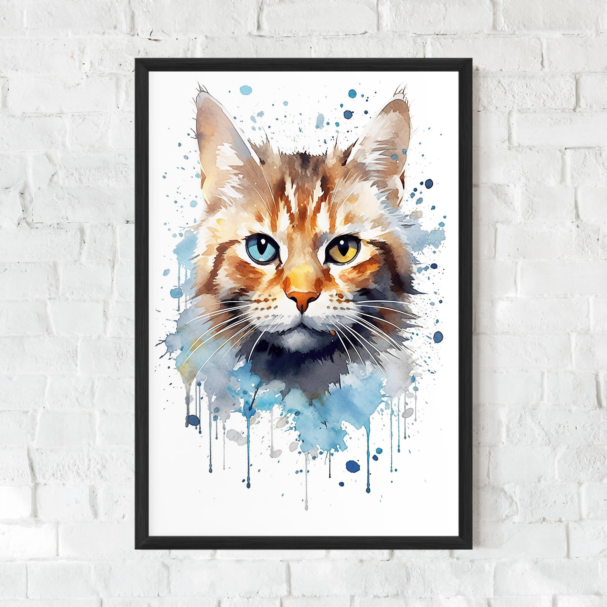 Рамкиран постер Orange Blue Eyes Cat mockup 0