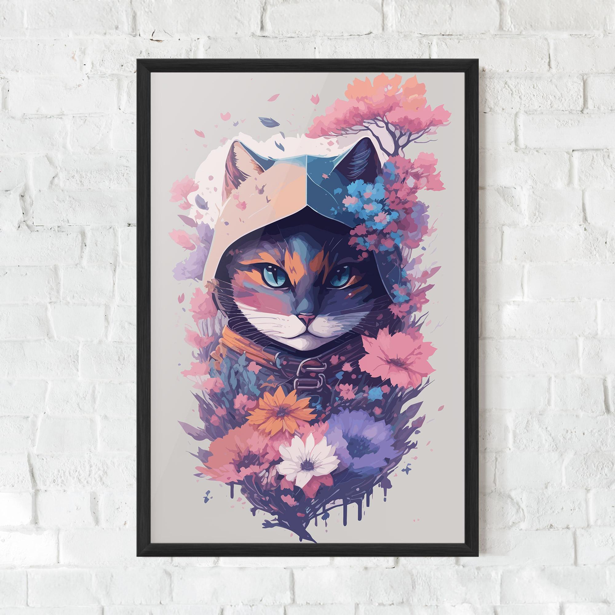 Рамкиран постер Purple Cat mockup 0