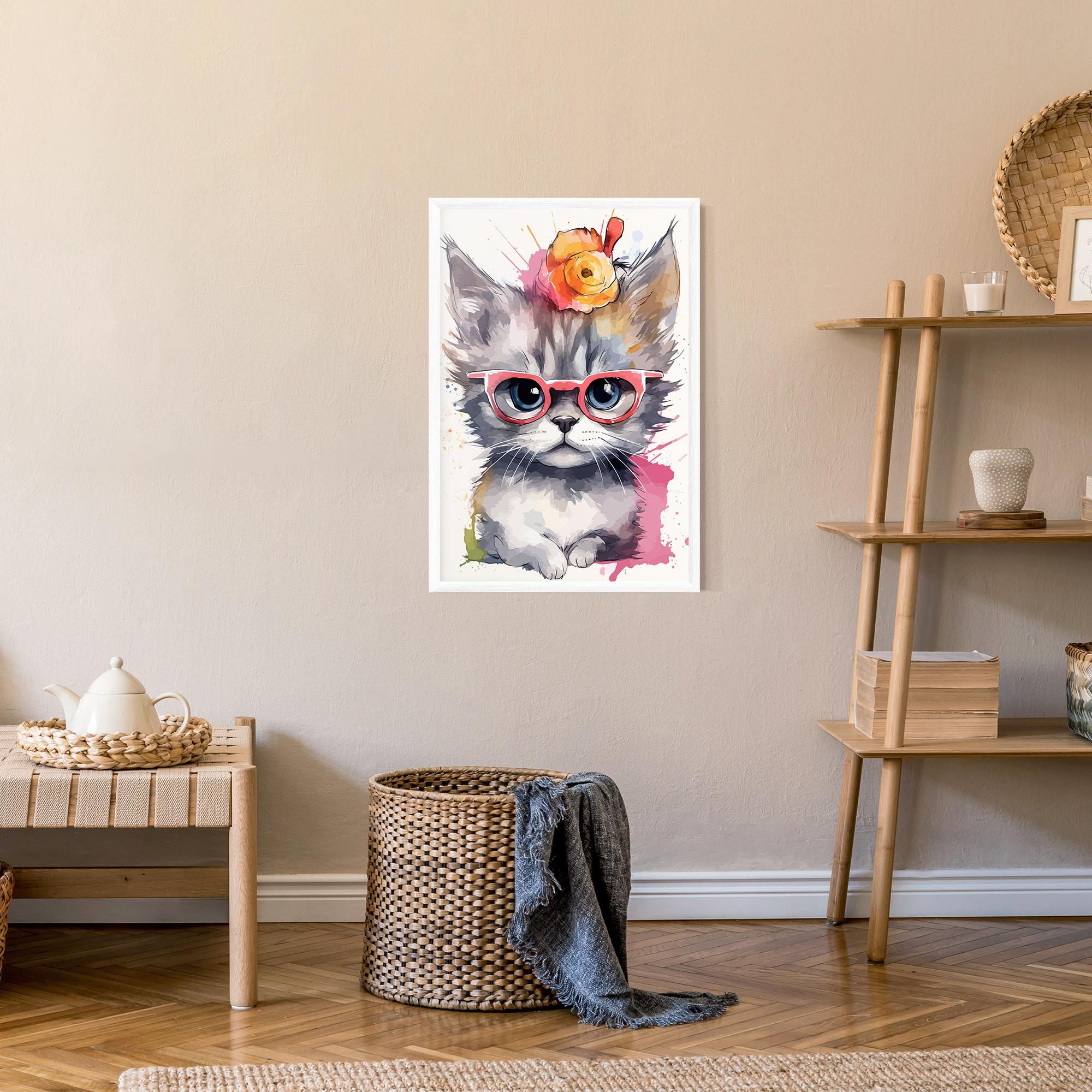 Рамкиран постер Adorable Grey Cat mockup 9