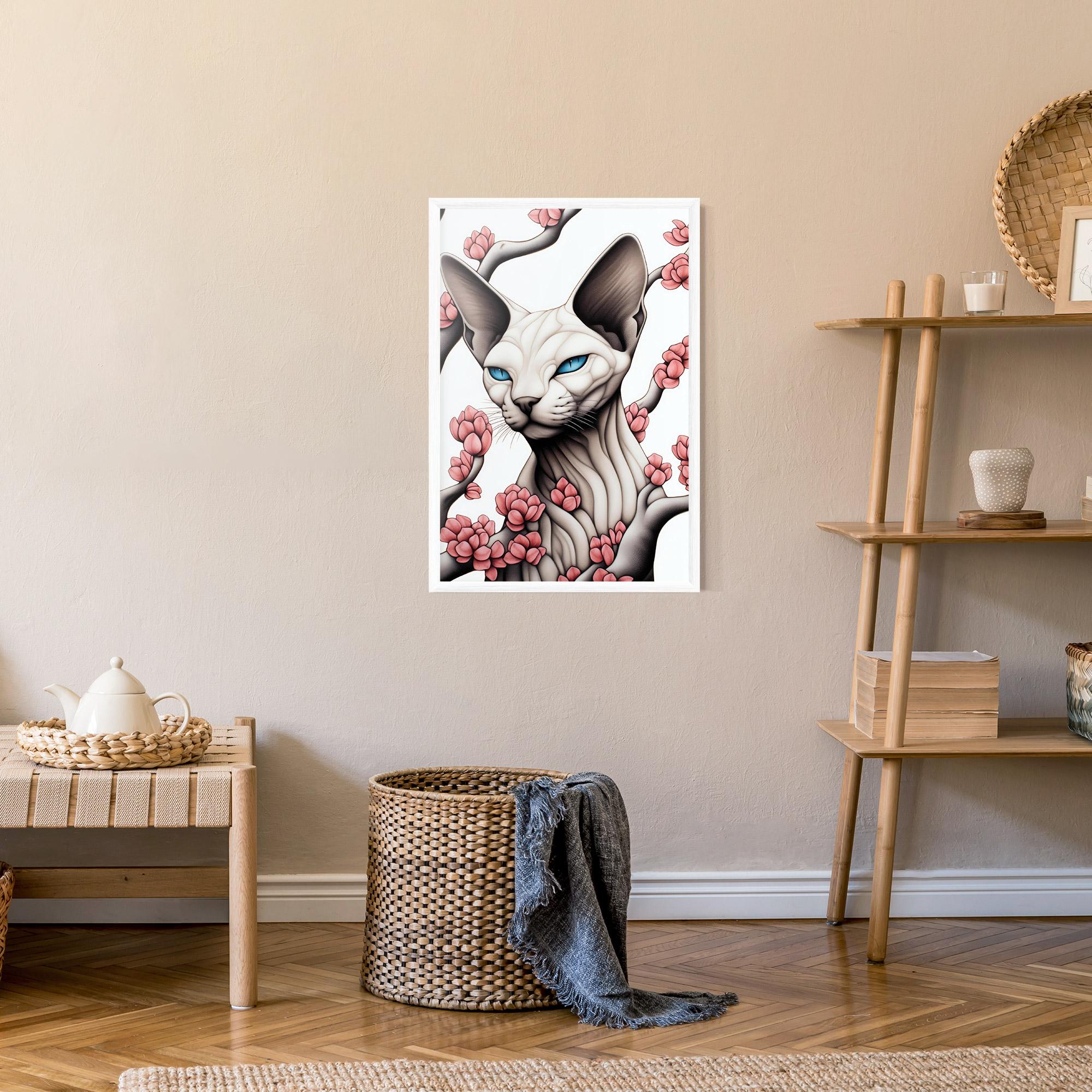 Рамкиран постер Blue Eyes Cat Drawing mockup 9