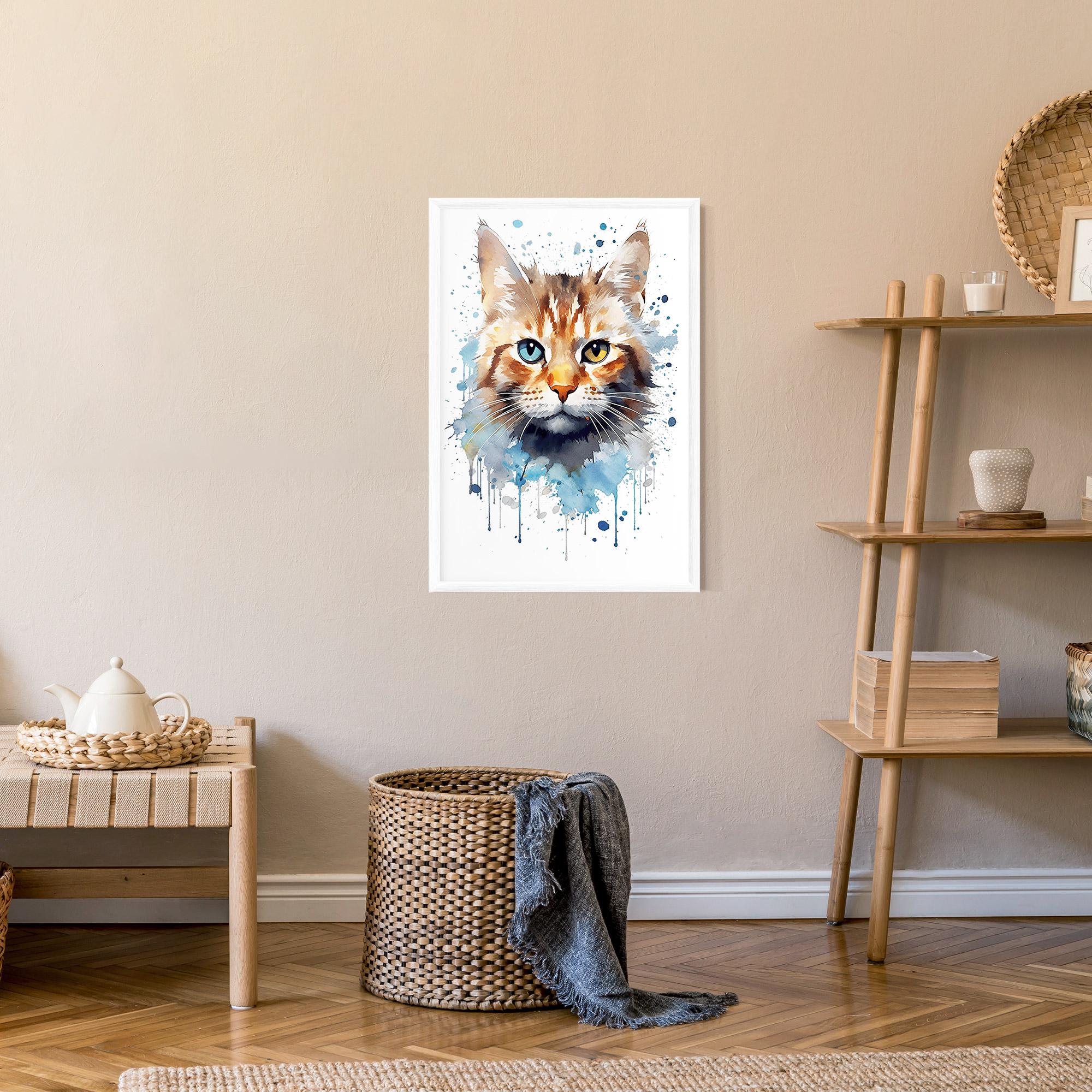Рамкиран постер Orange Blue Eyes Cat mockup 9