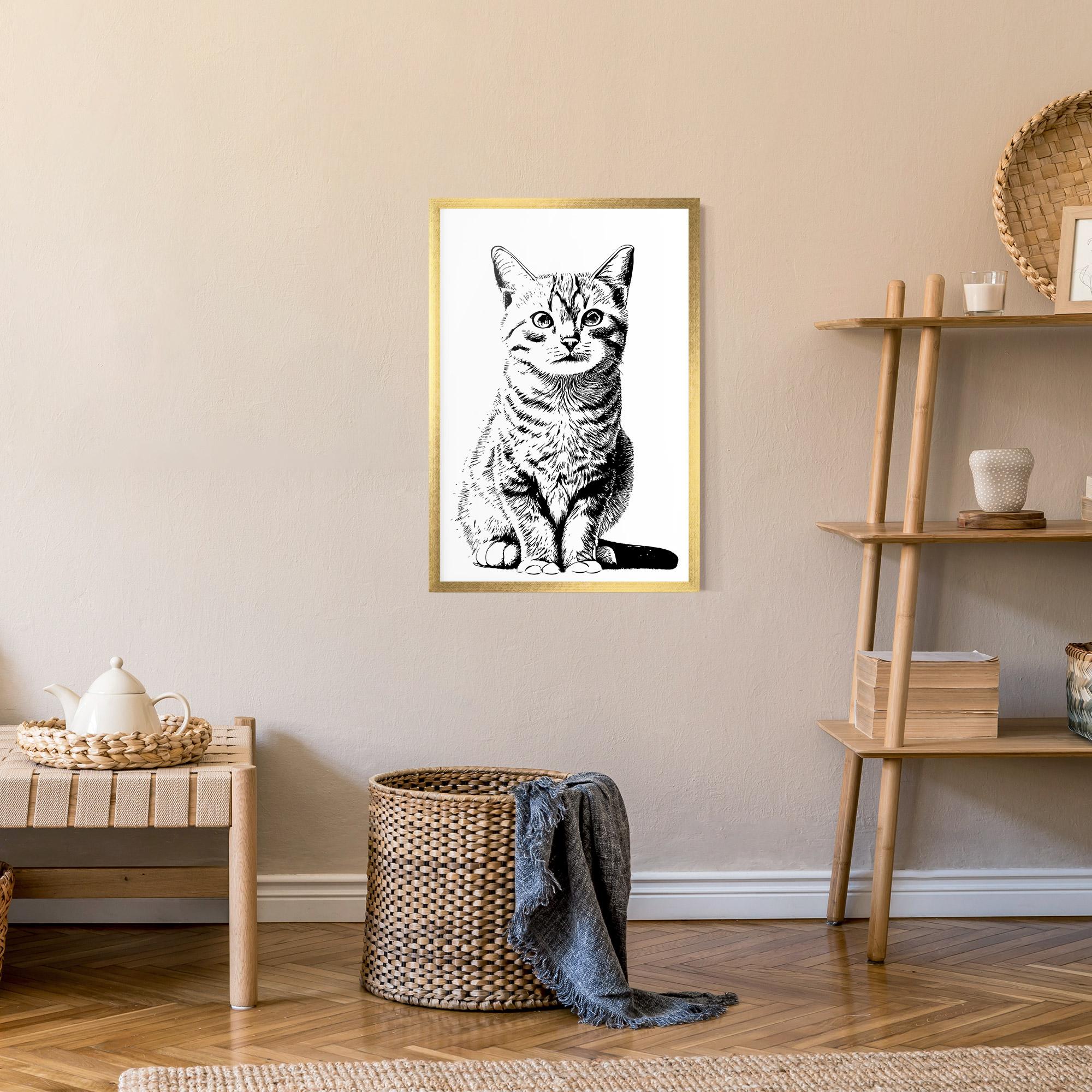 Рамкиран постер Hand Drawn Cat mockup 9