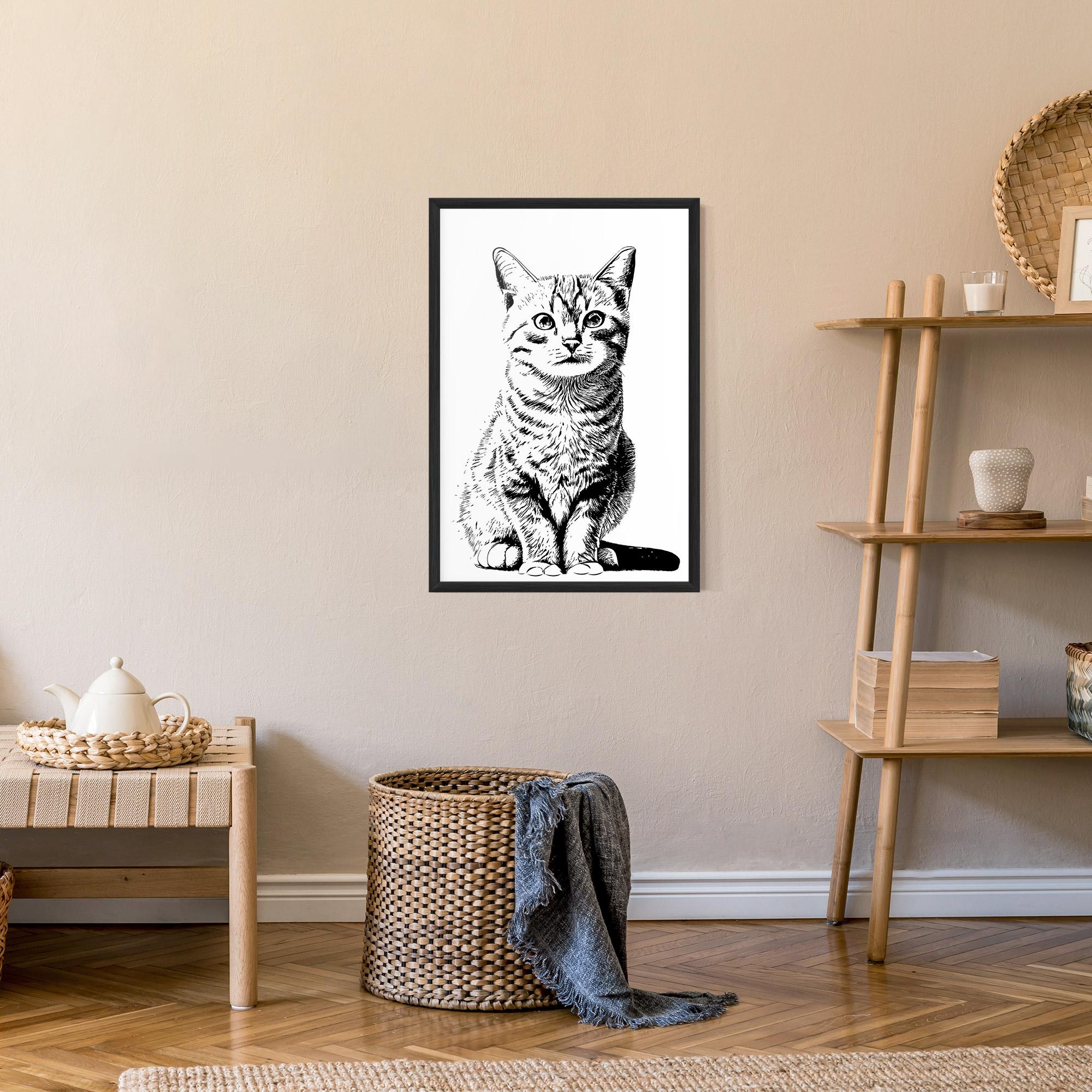 Рамкиран постер Hand Drawn Cat mockup 9