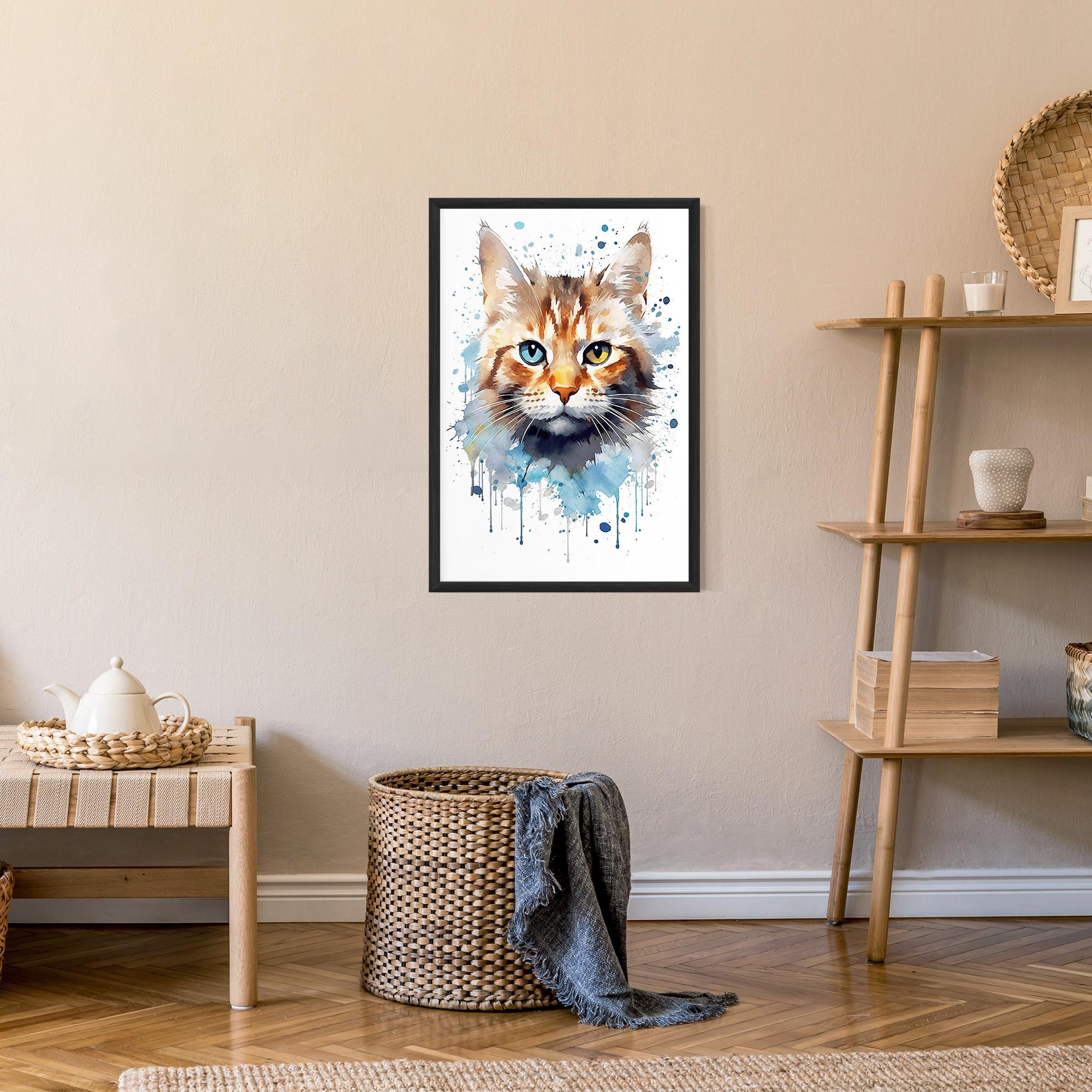 Рамкиран постер Orange Blue Eyes Cat mockup 9