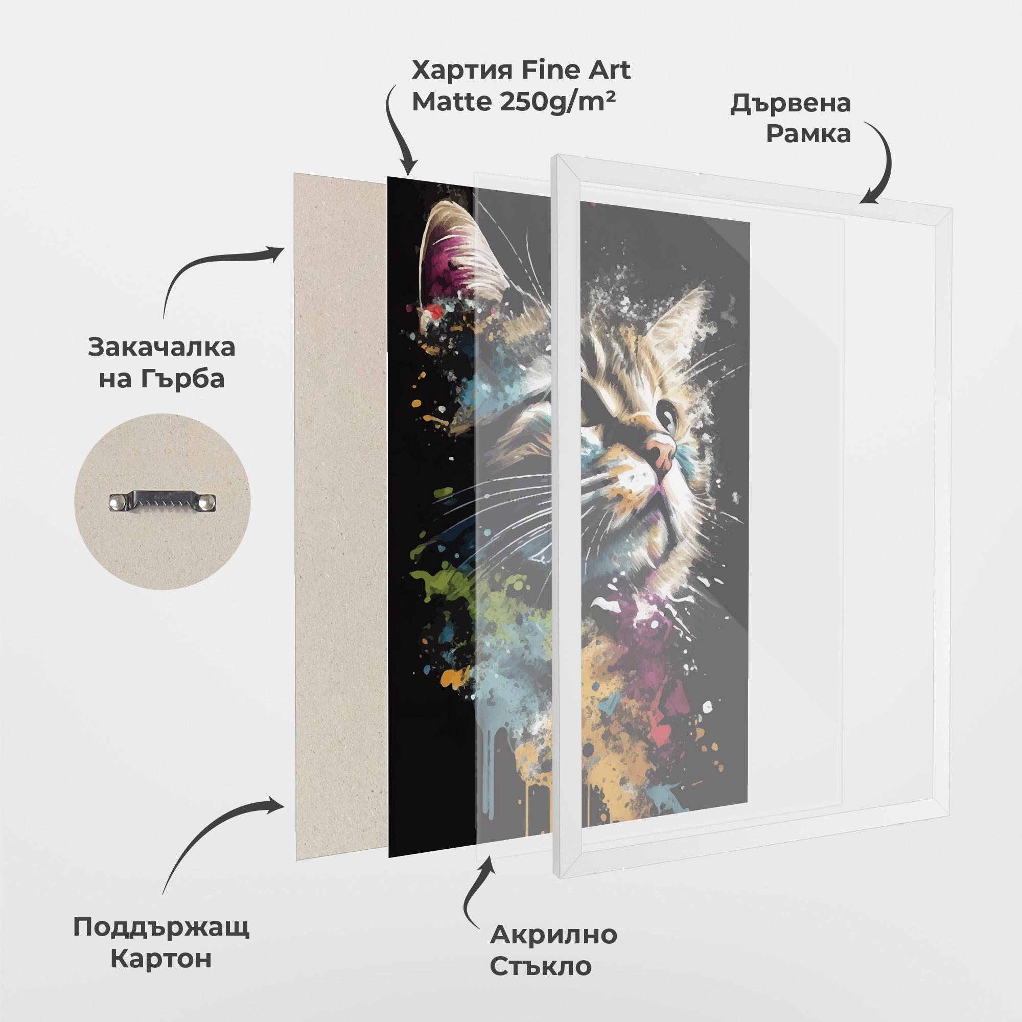 Рамкиран постер Painted Cat mockup 1