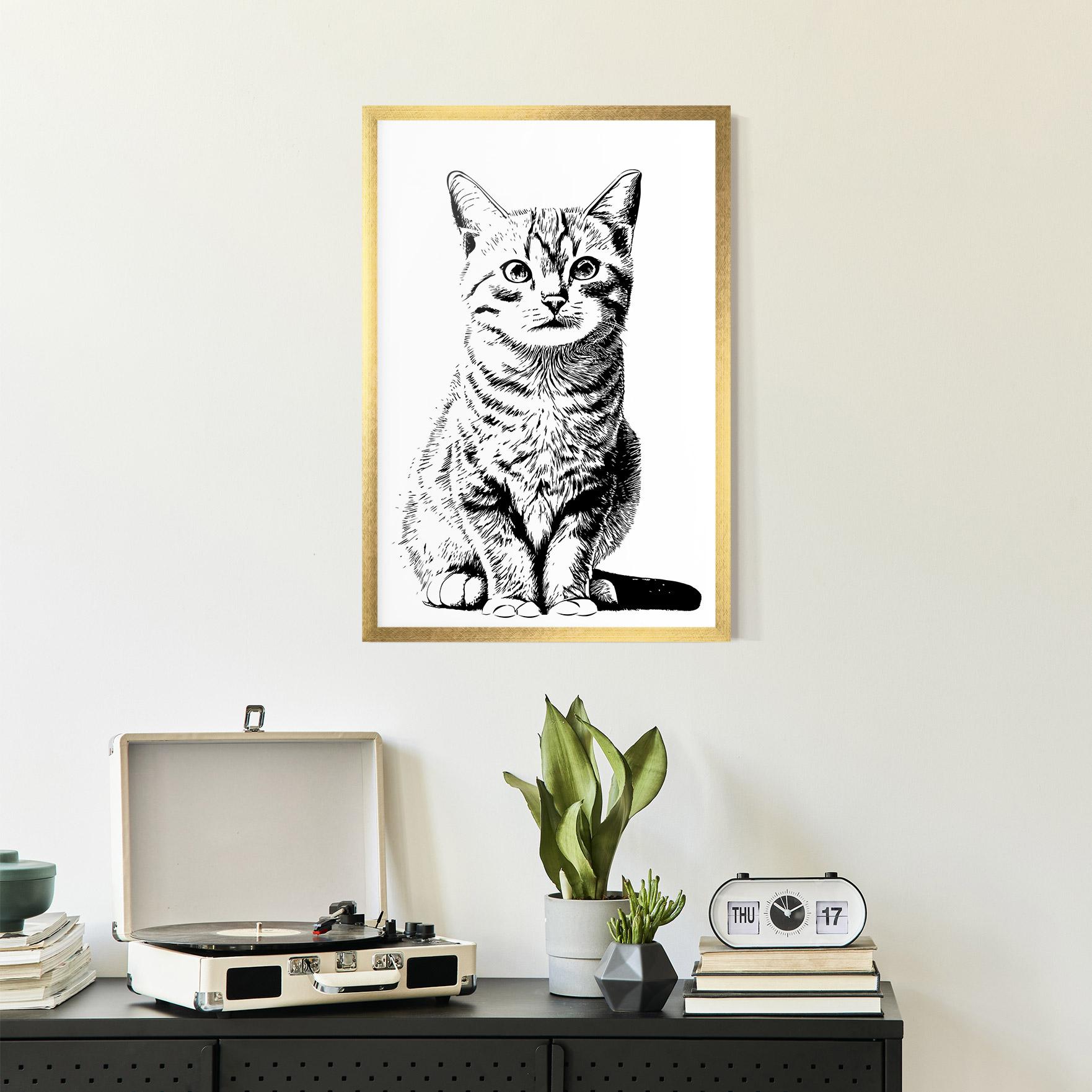Рамкиран постер Hand Drawn Cat mockup 2