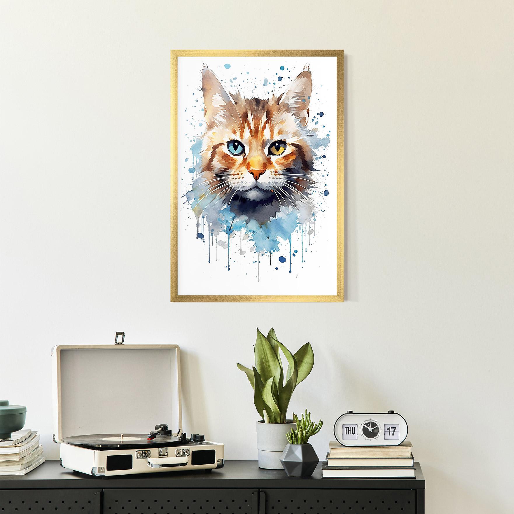 Рамкиран постер Orange Blue Eyes Cat mockup 2