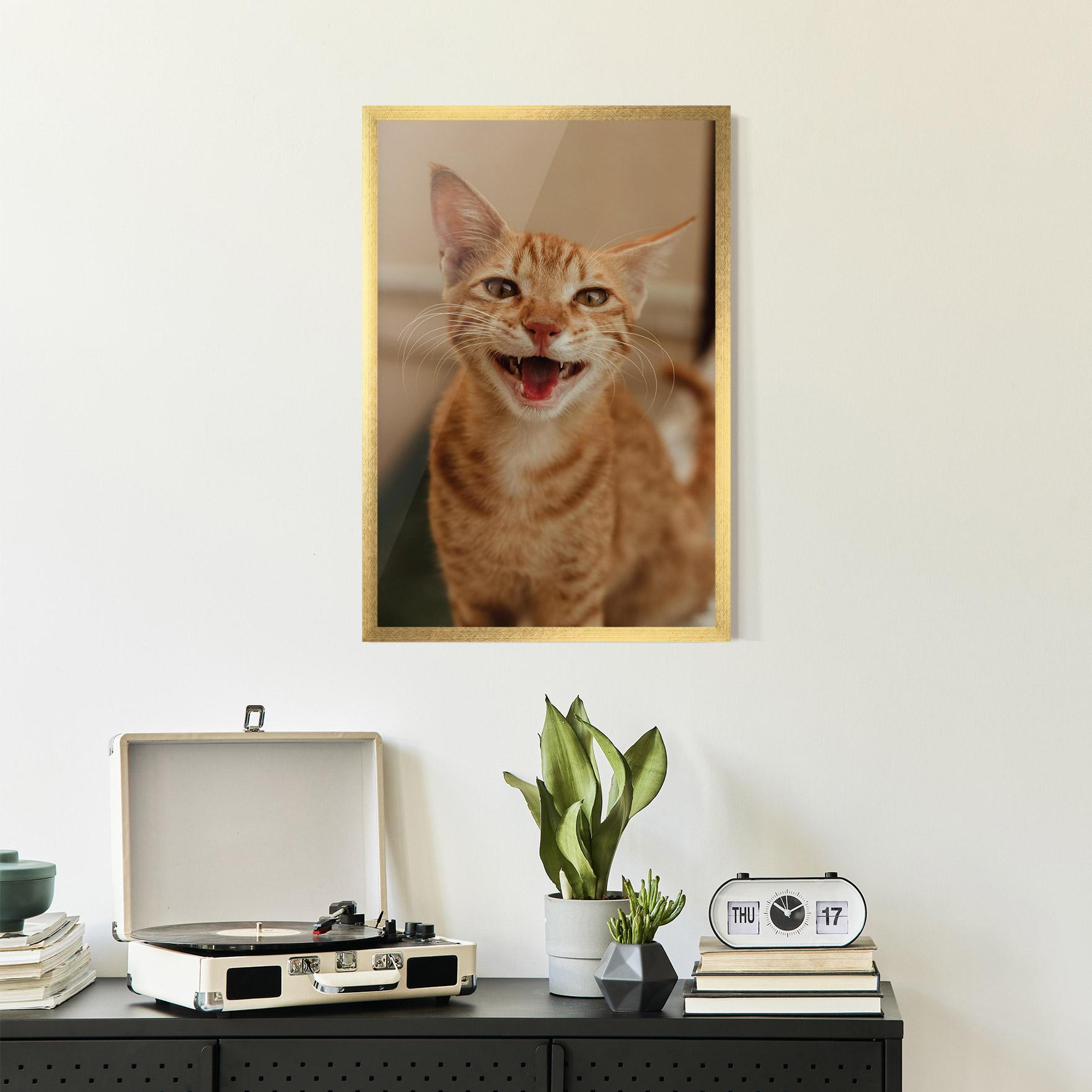 Рамкиран постер Orange Cat Smiling mockup 2