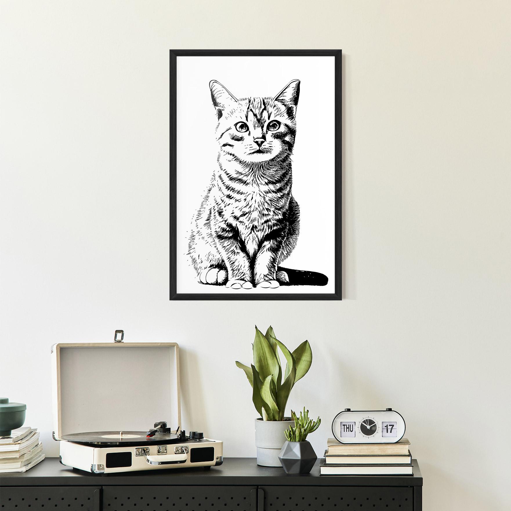 Рамкиран постер Hand Drawn Cat mockup 2