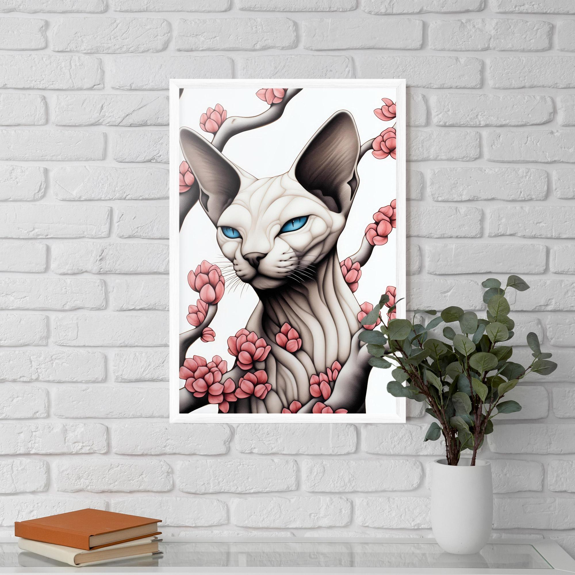 Рамкиран постер Blue Eyes Cat Drawing mockup 5