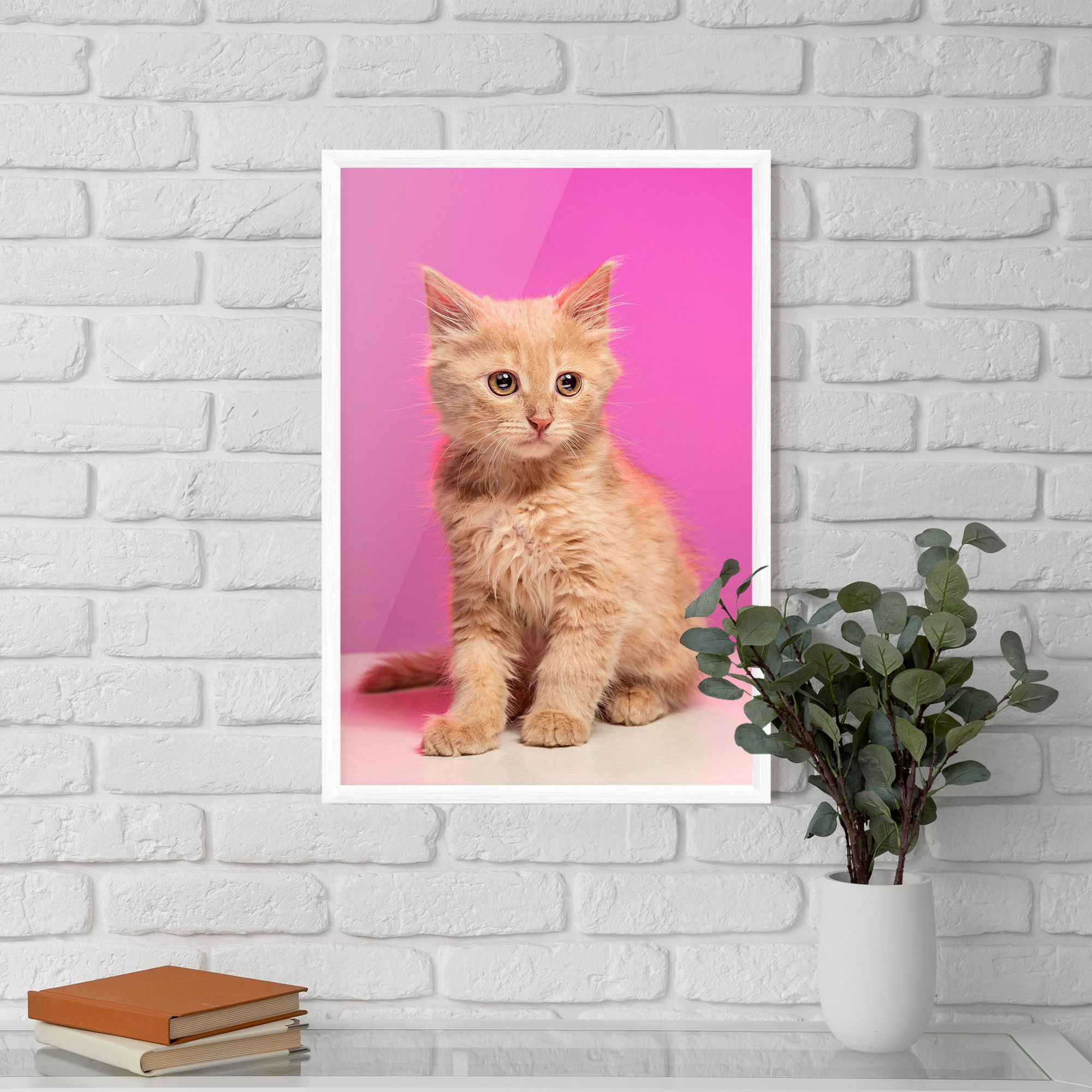 Orange Cat On Pink mockup 5