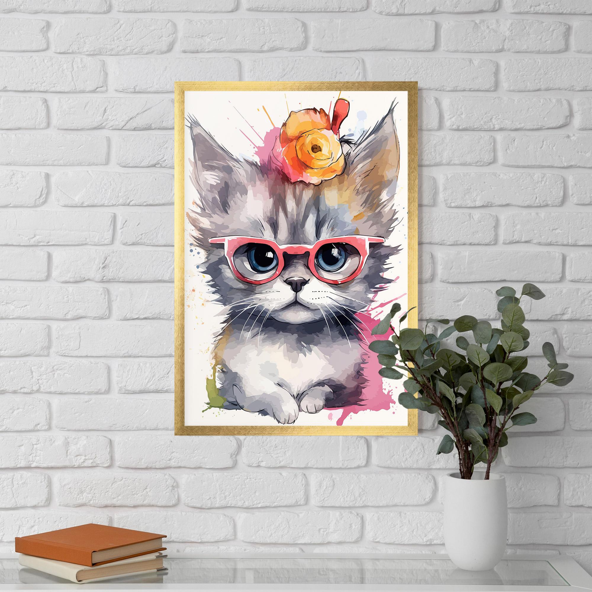 Рамкиран постер Adorable Grey Cat mockup 5
