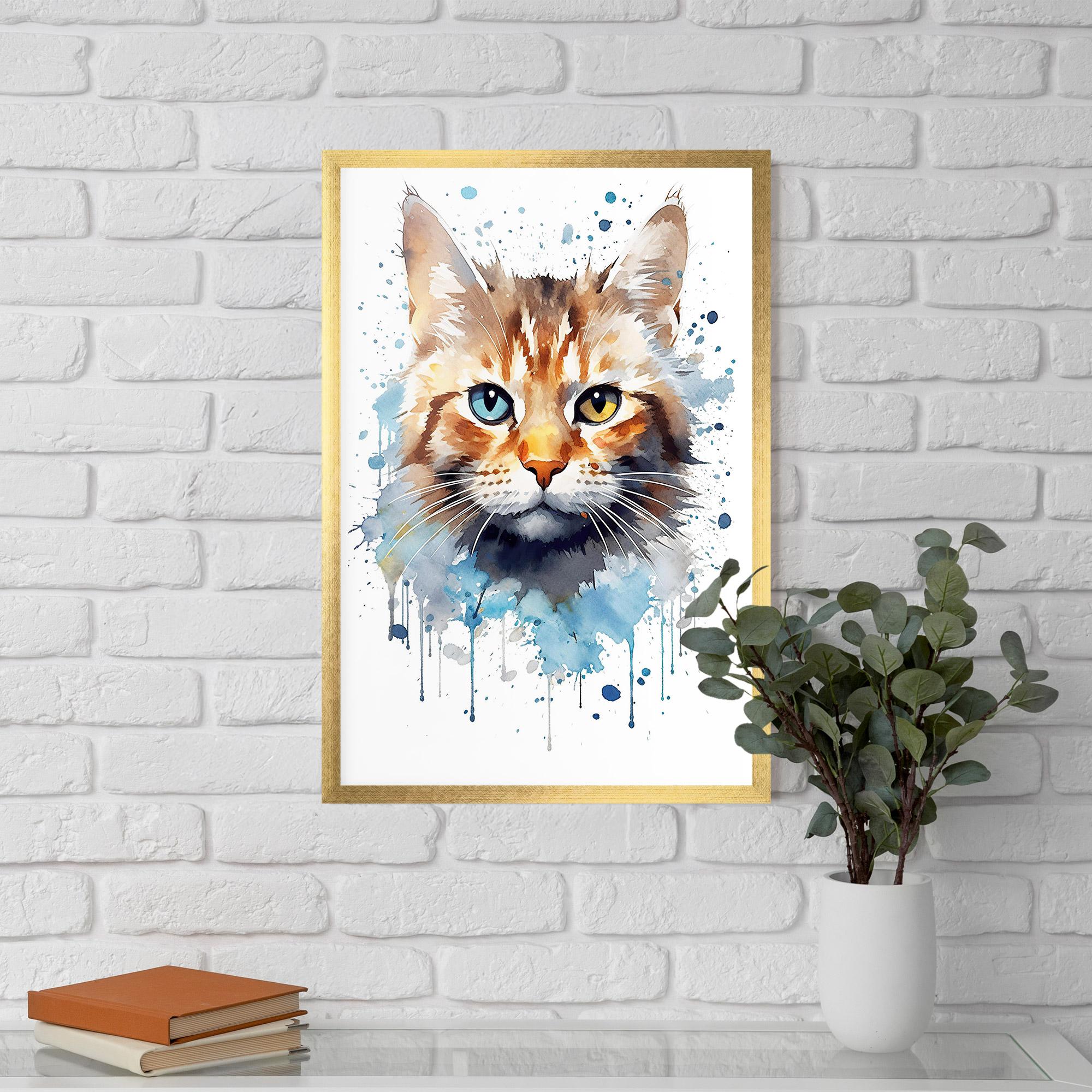 Рамкиран постер Orange Blue Eyes Cat mockup 5