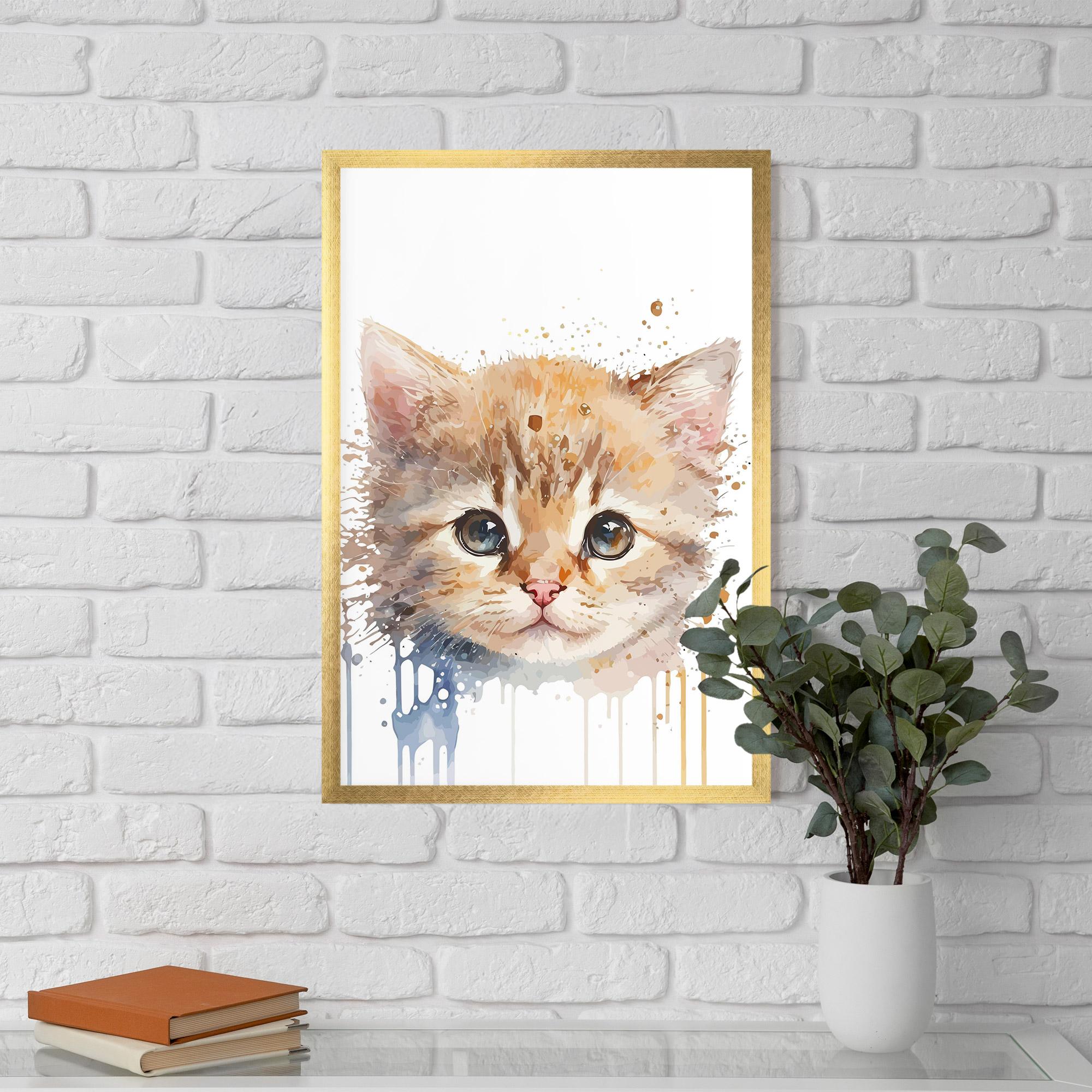 Рамкиран постер Watercolor Animal Cat mockup 5