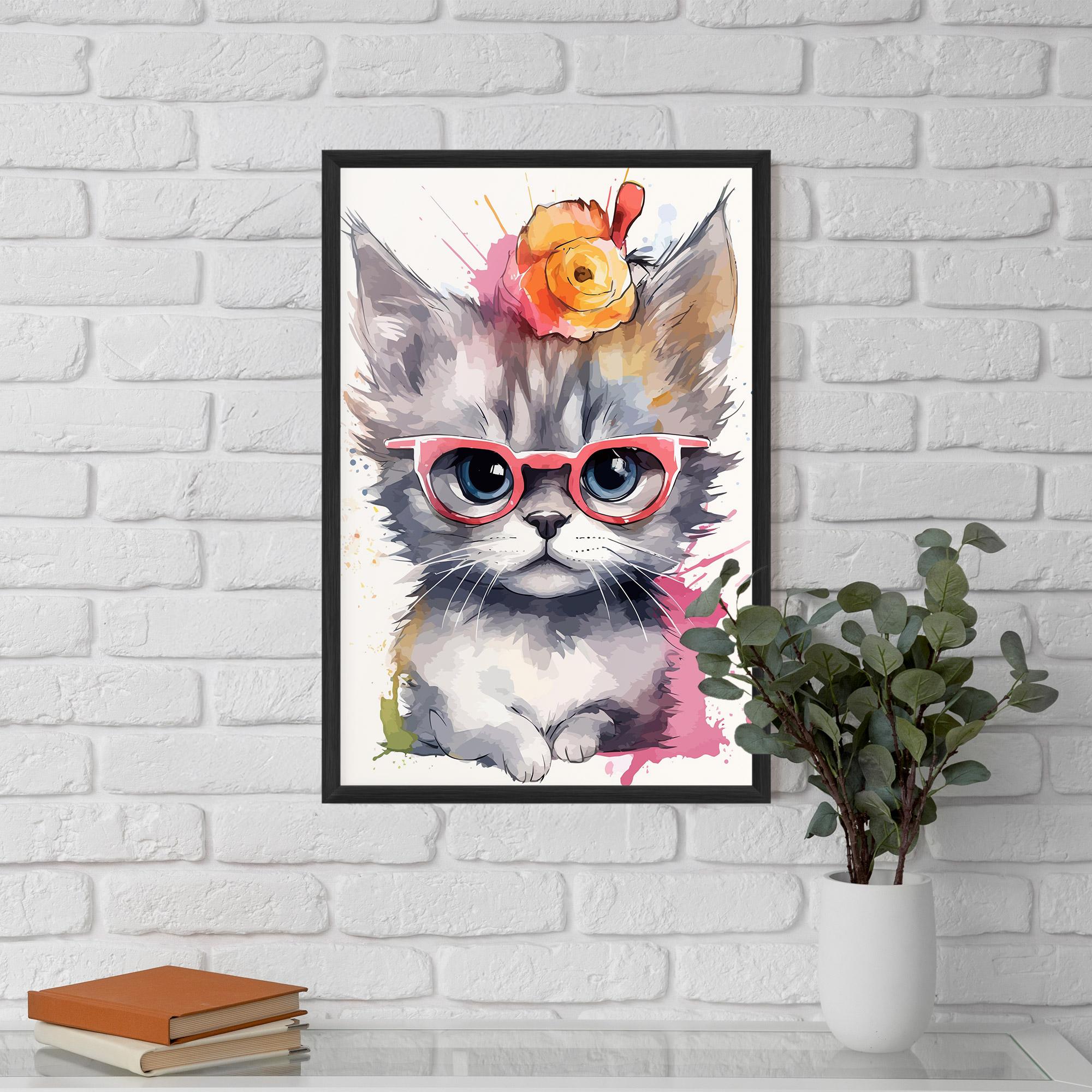 Рамкиран постер Adorable Grey Cat mockup 5