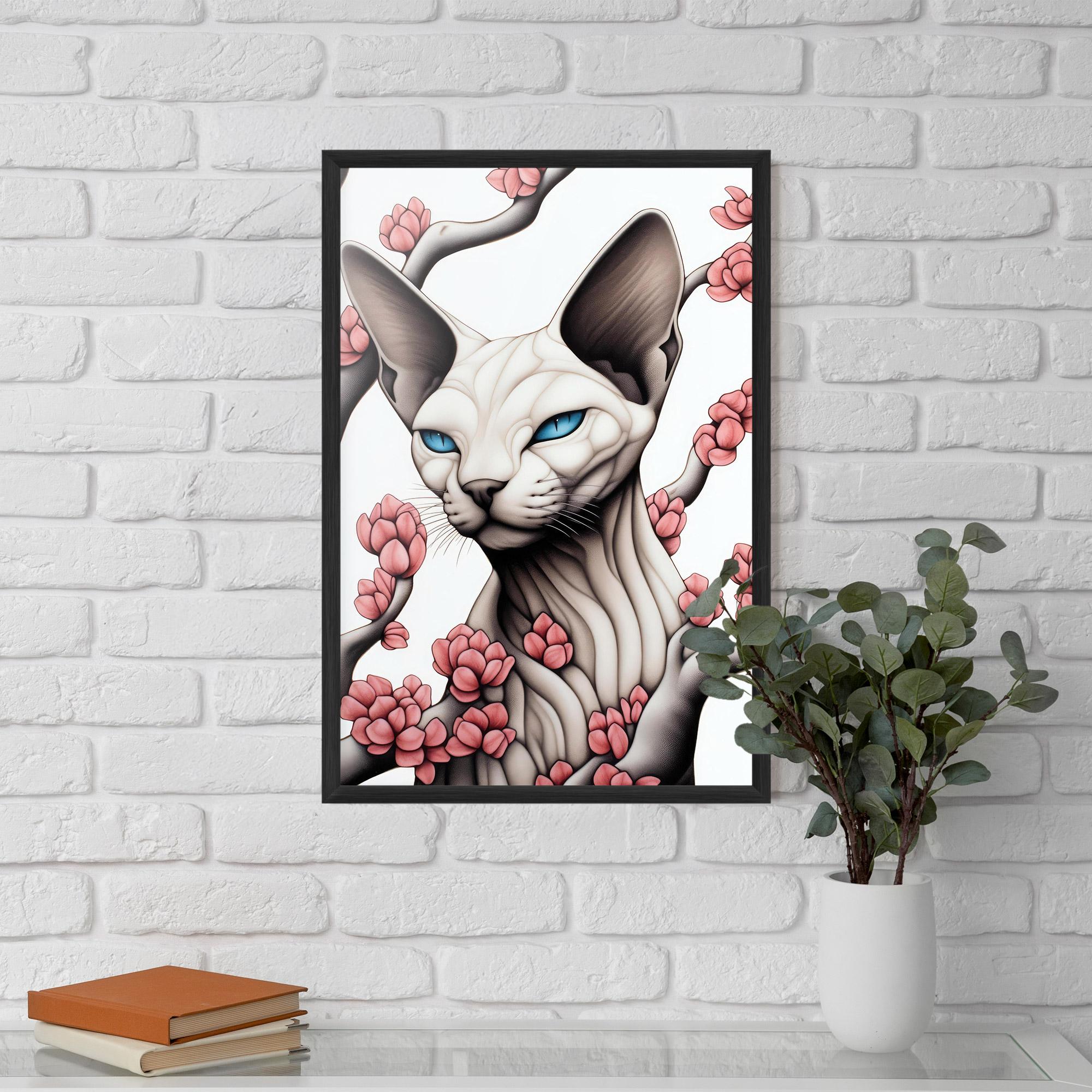 Рамкиран постер Blue Eyes Cat Drawing mockup 5