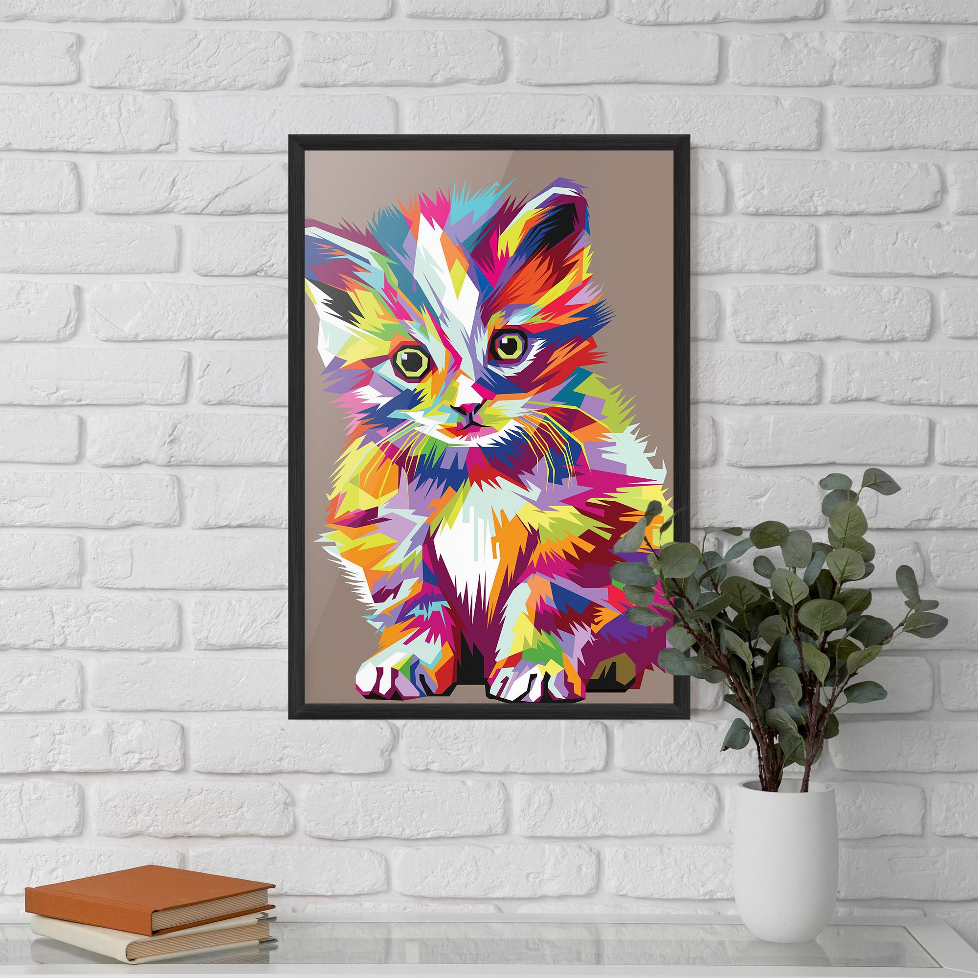 Рамкиран постер Colorful Cat mockup 5