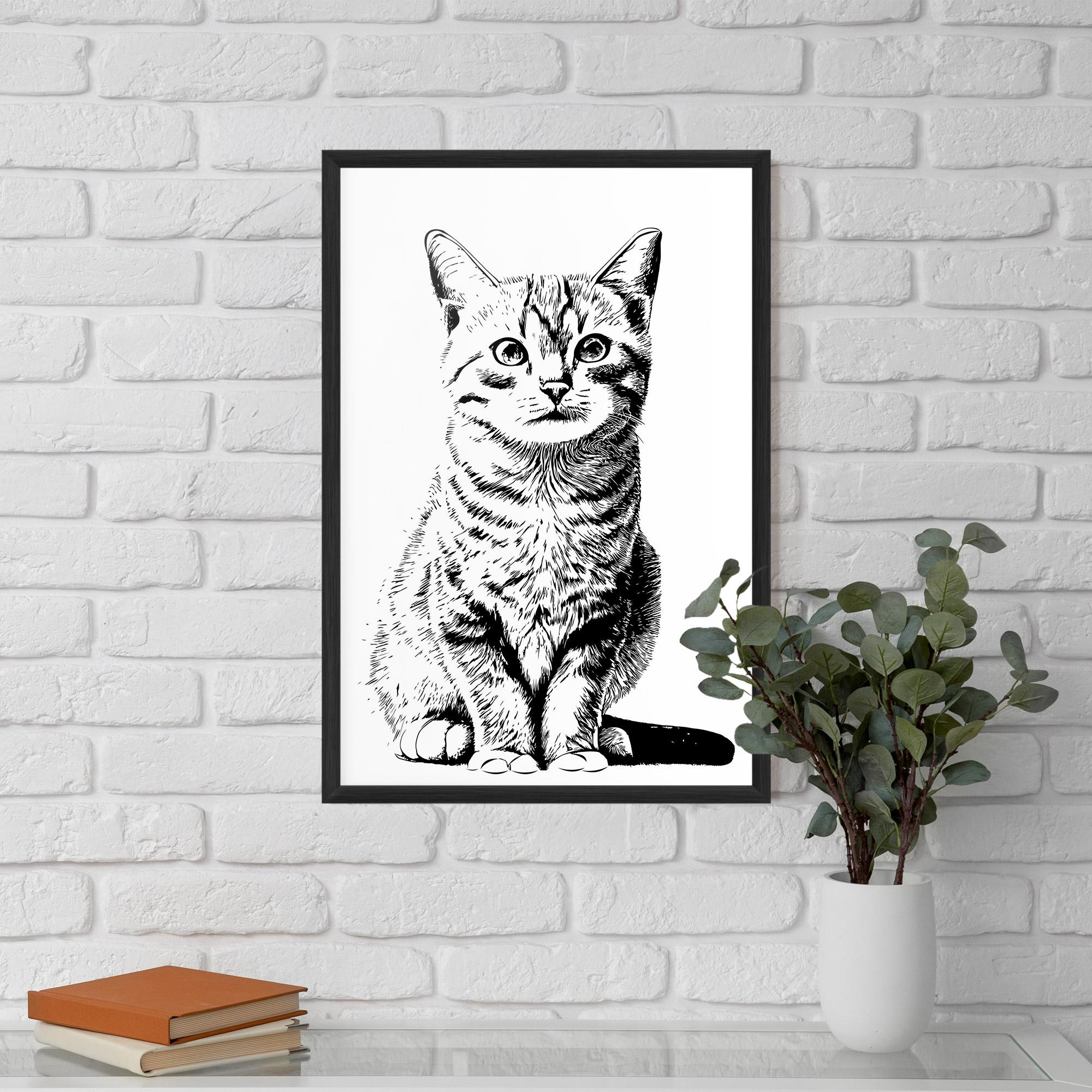 Рамкиран постер Hand Drawn Cat mockup 5