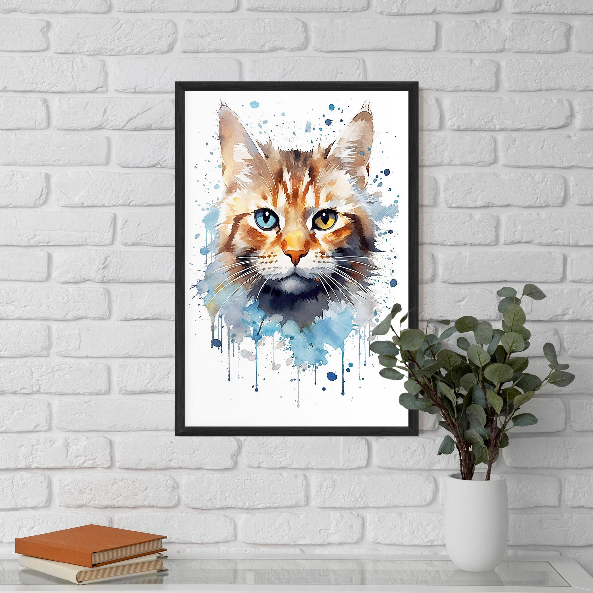 Рамкиран постер Orange Blue Eyes Cat mockup 5