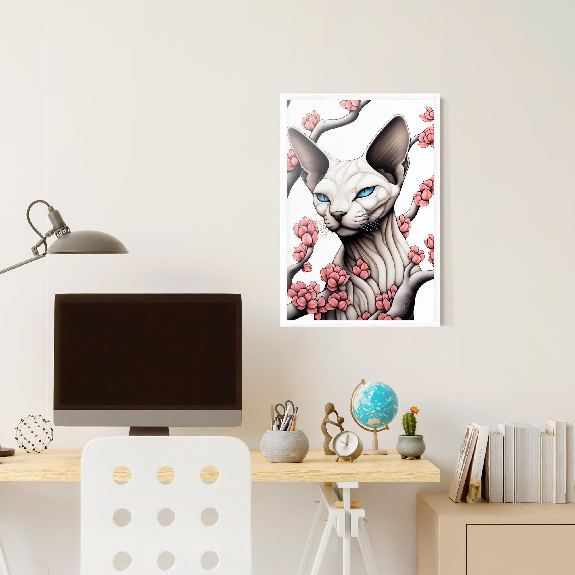 Рамкиран постер Blue Eyes Cat Drawing mockup 6