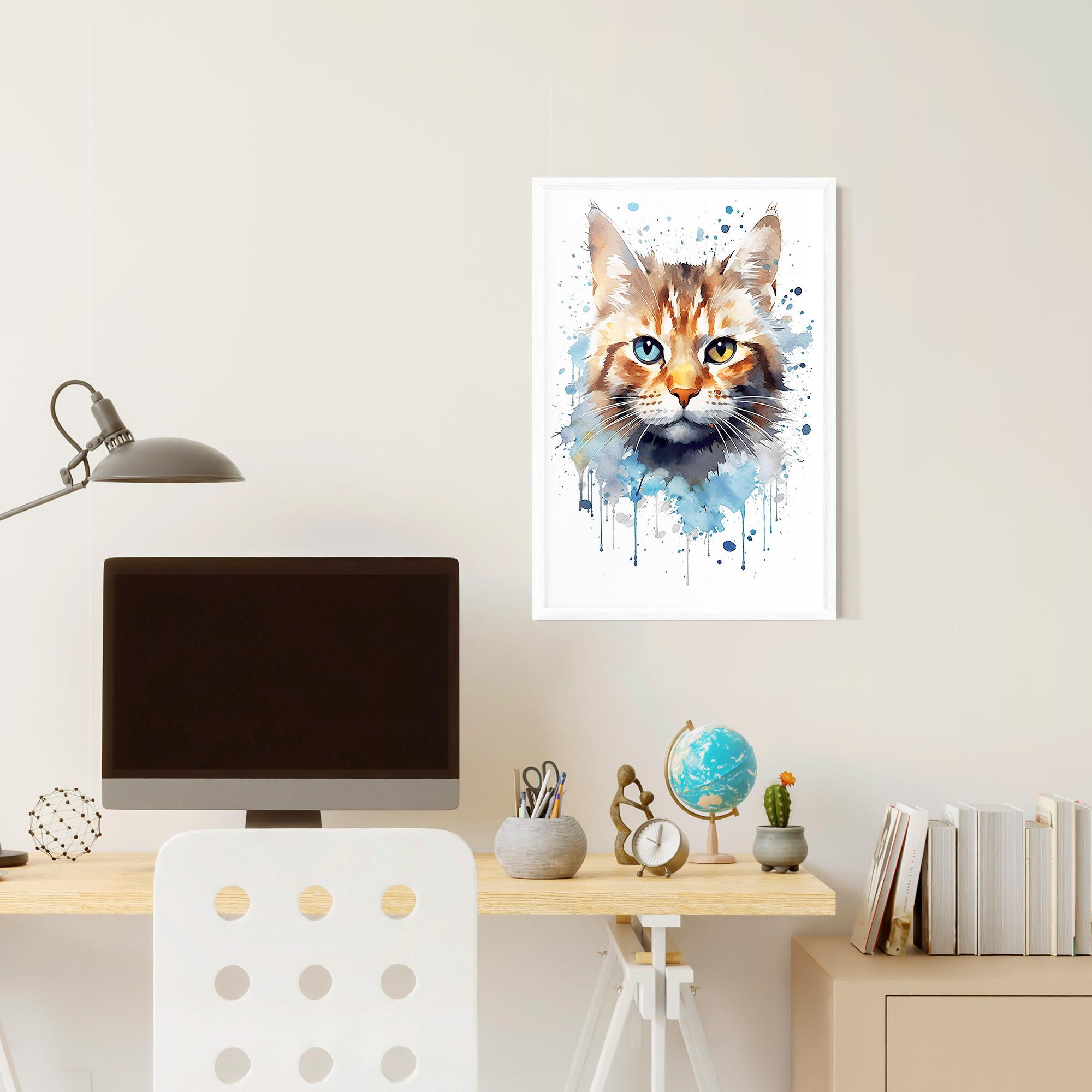 Рамкиран постер Orange Blue Eyes Cat mockup 6