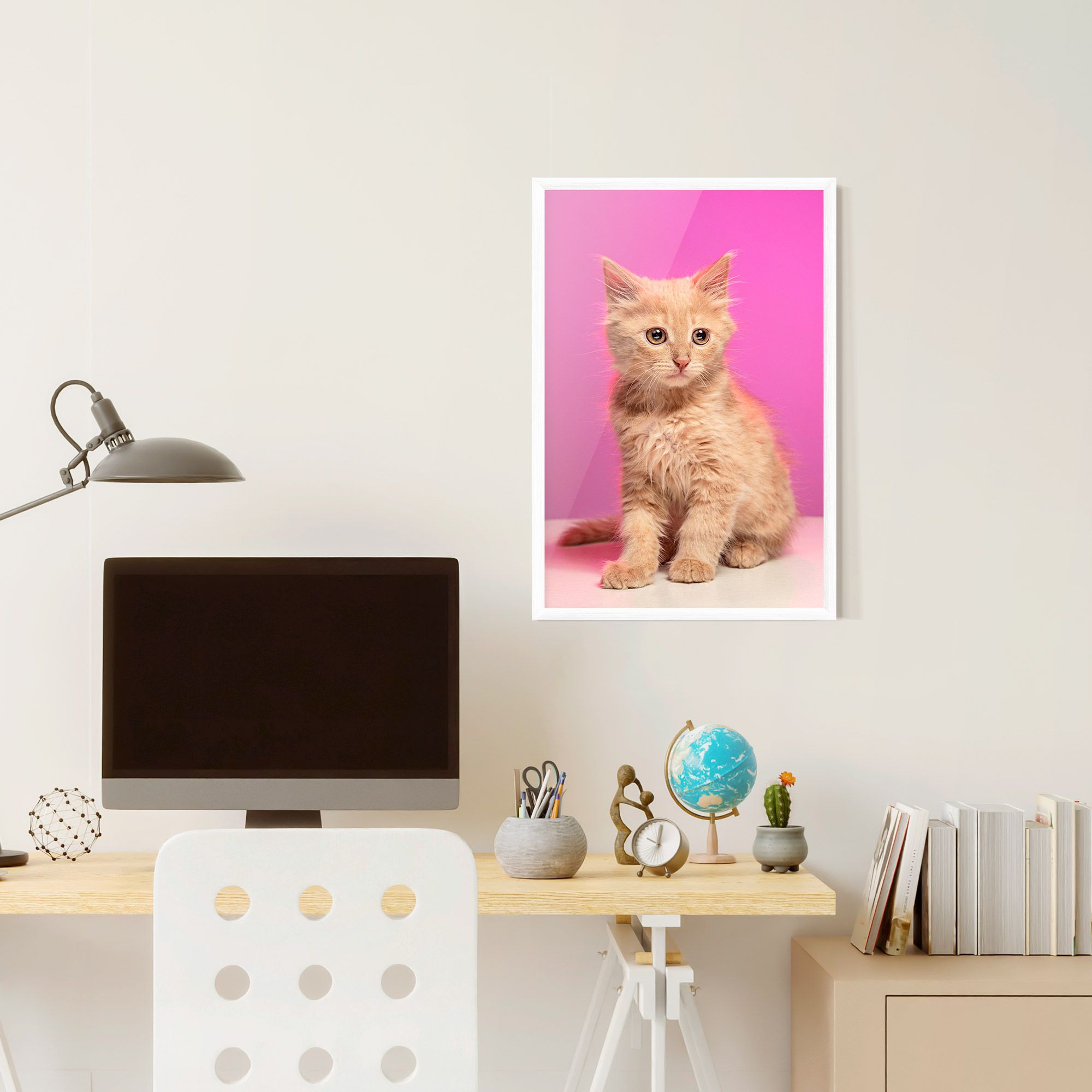Orange Cat On Pink mockup 6