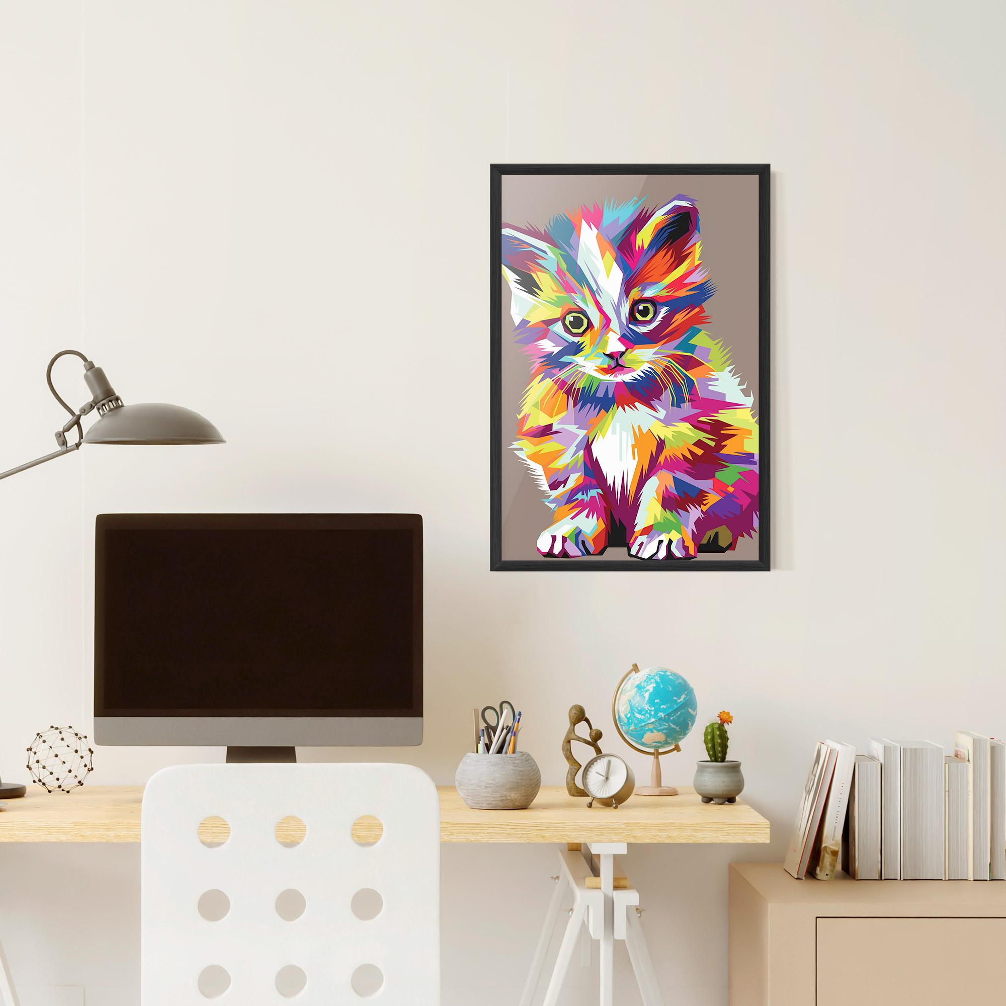 Рамкиран постер Colorful Cat mockup 6