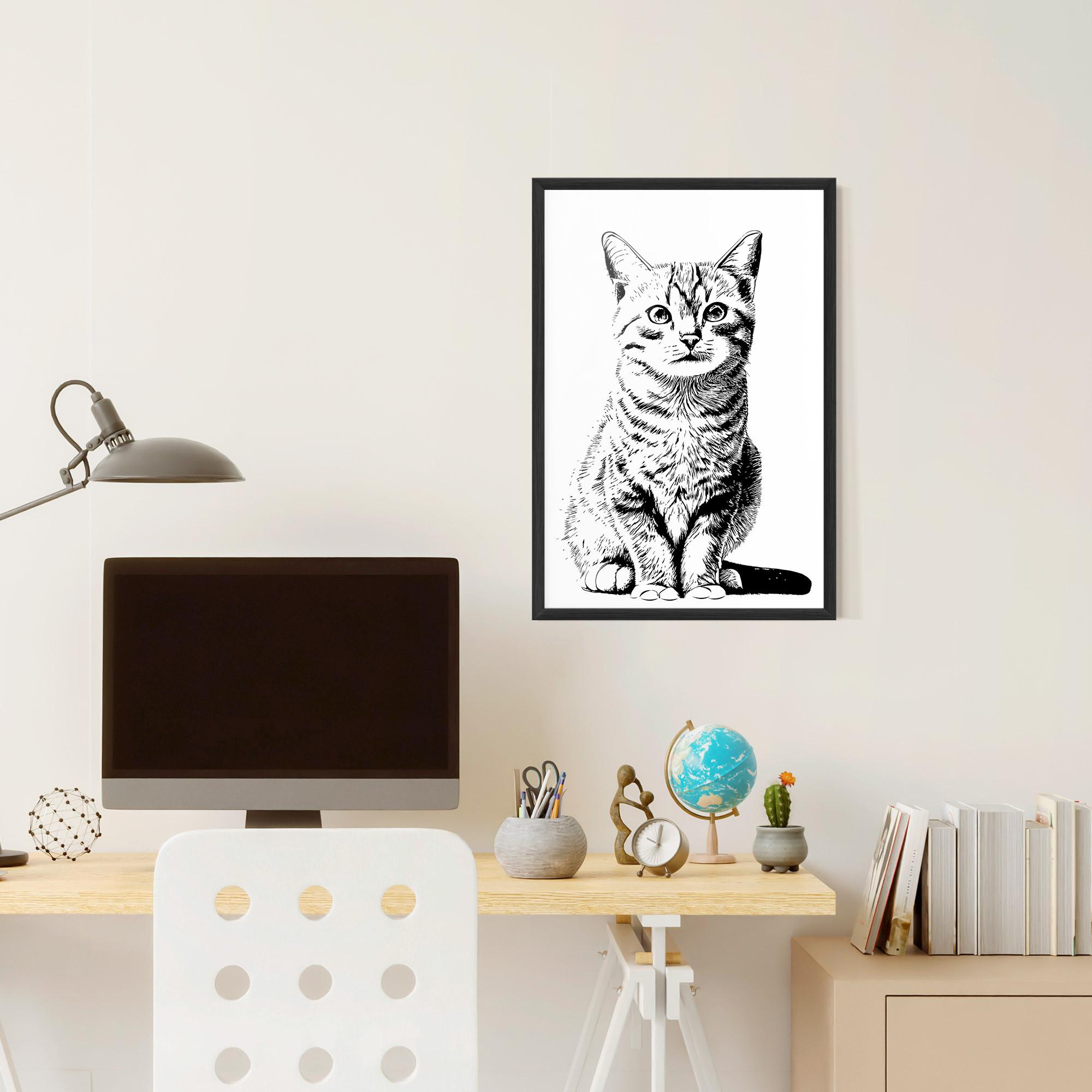 Рамкиран постер Hand Drawn Cat mockup 6