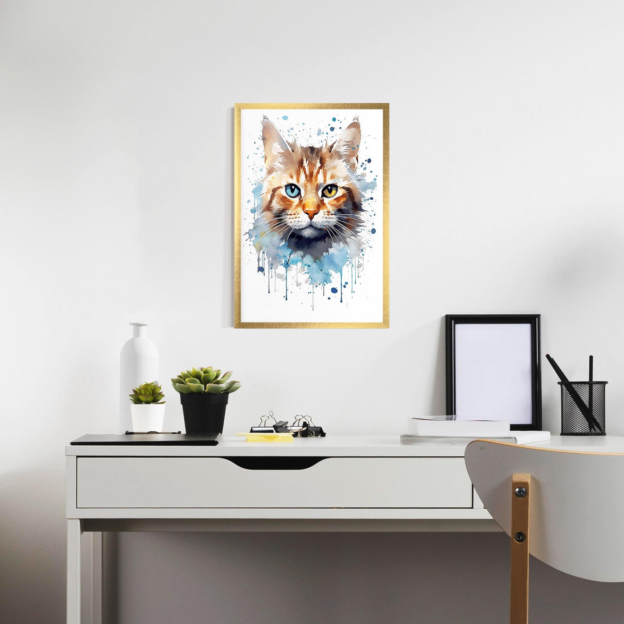 Рамкиран постер Orange Blue Eyes Cat mockup 7