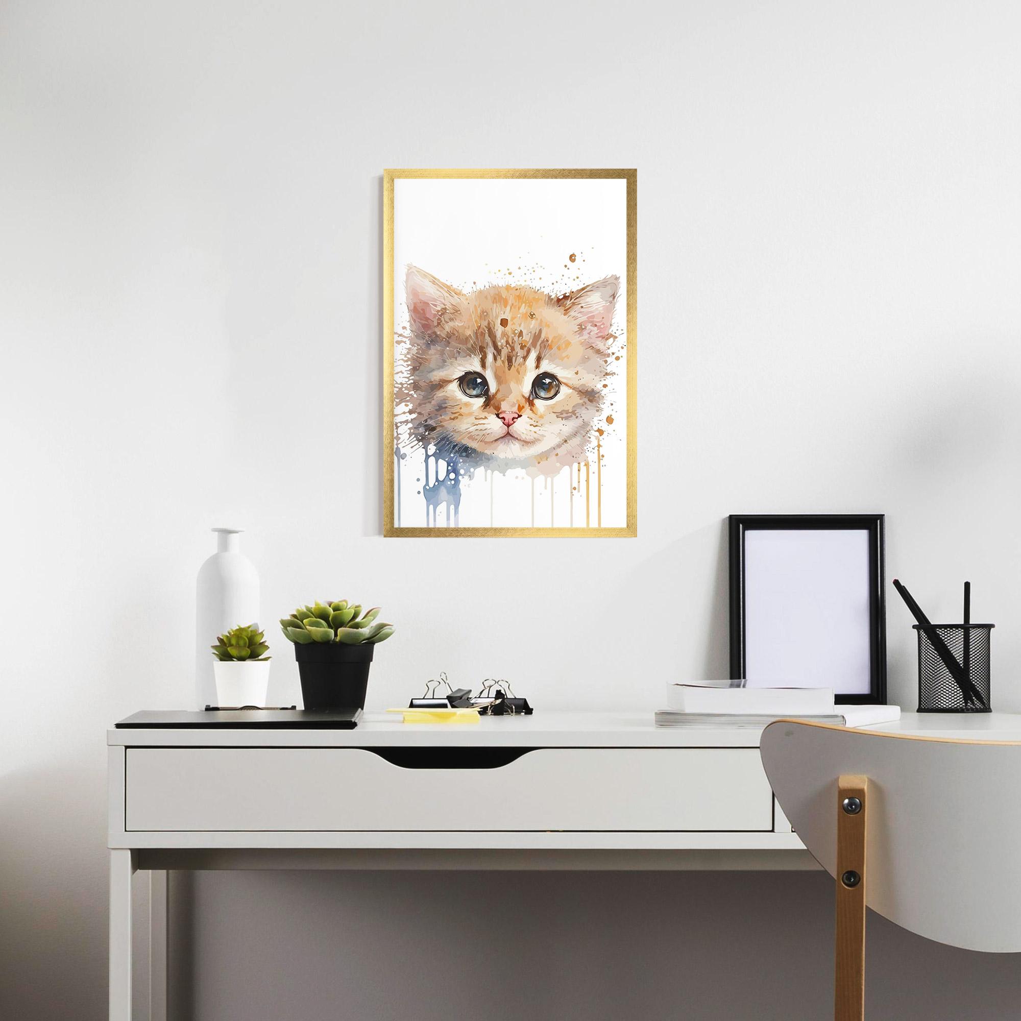 Рамкиран постер Watercolor Animal Cat mockup 7