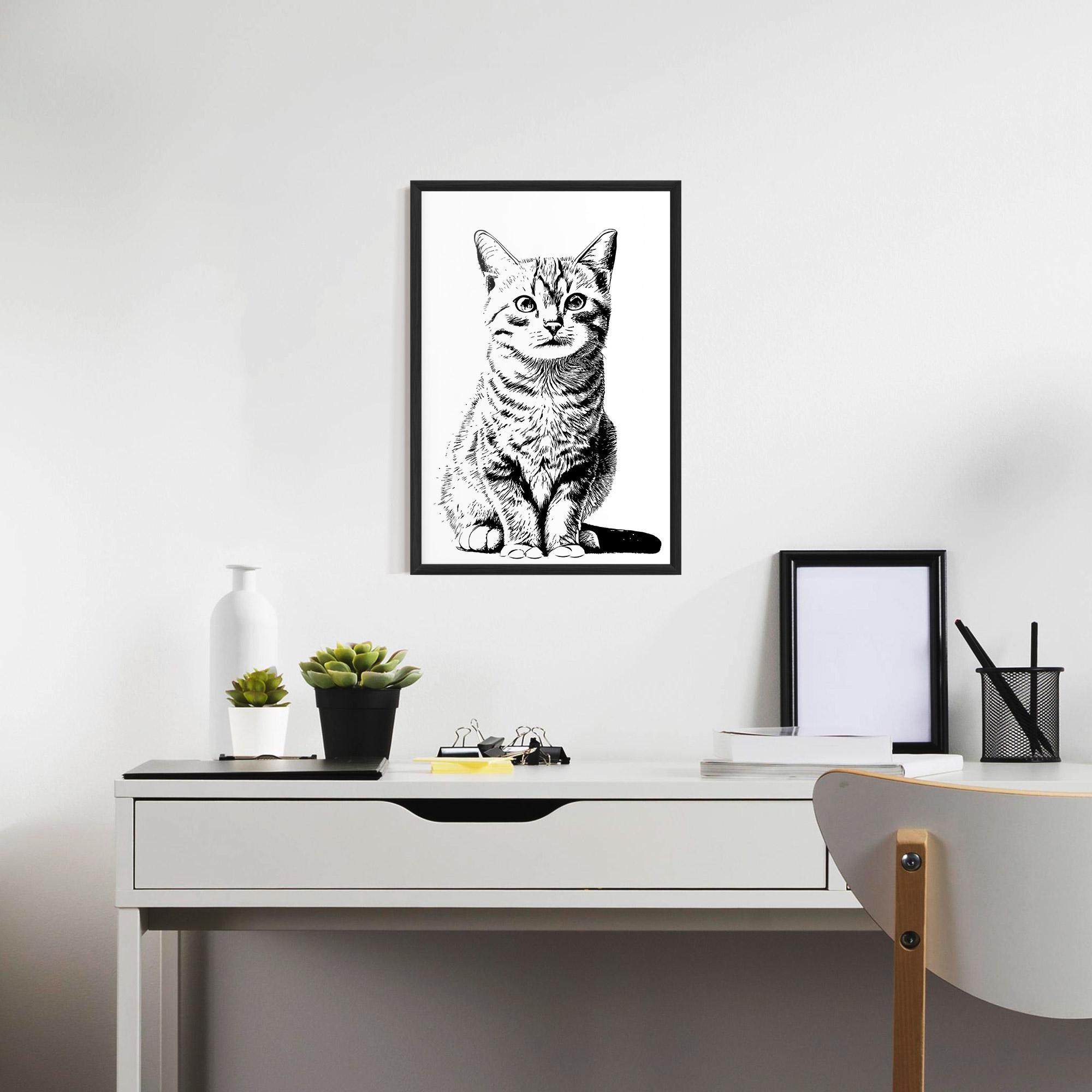 Рамкиран постер Hand Drawn Cat mockup 7