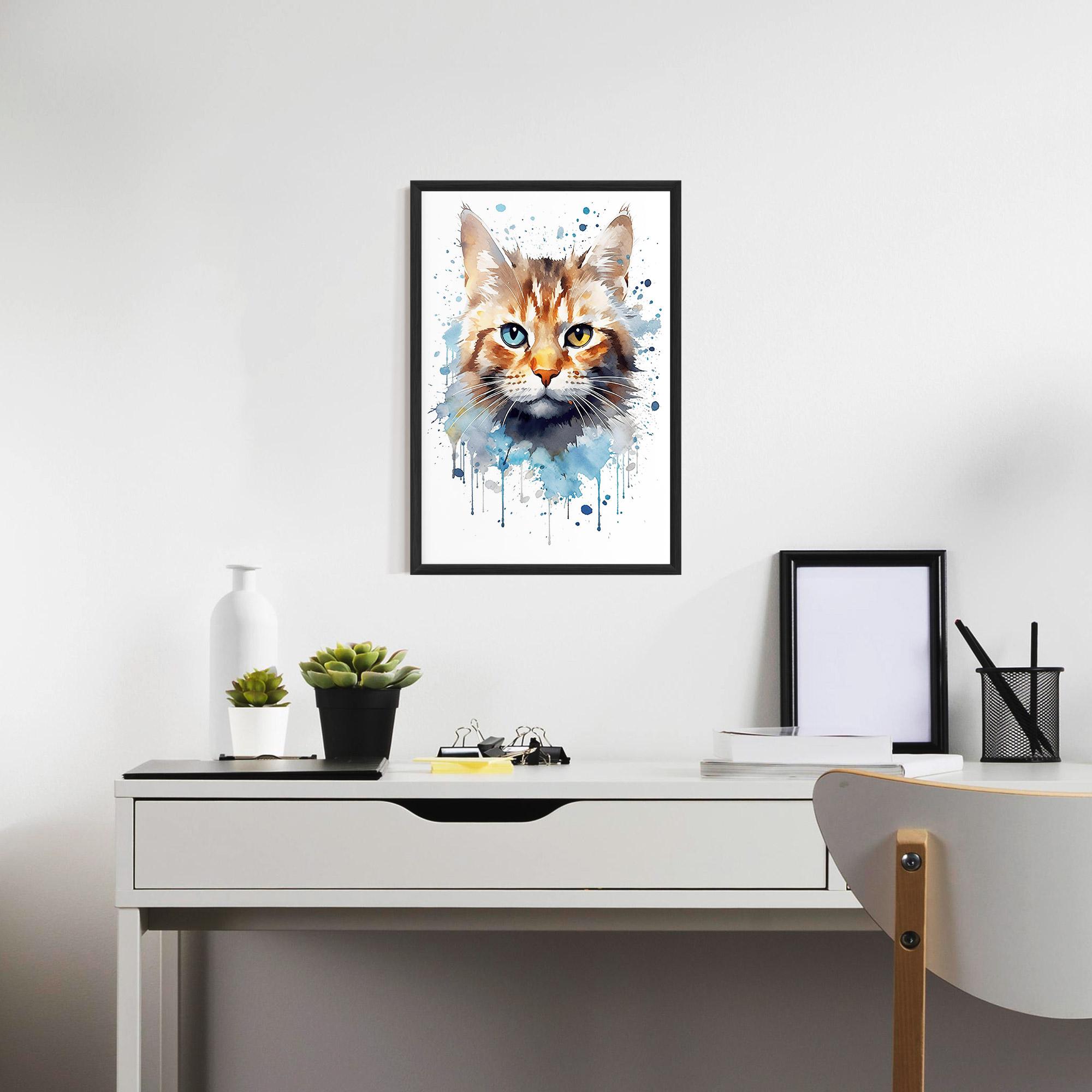 Рамкиран постер Orange Blue Eyes Cat mockup 7