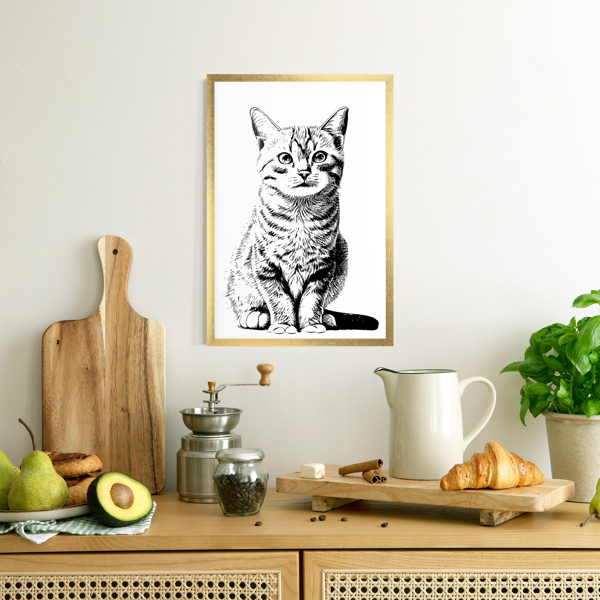 Рамкиран постер Hand Drawn Cat mockup 8