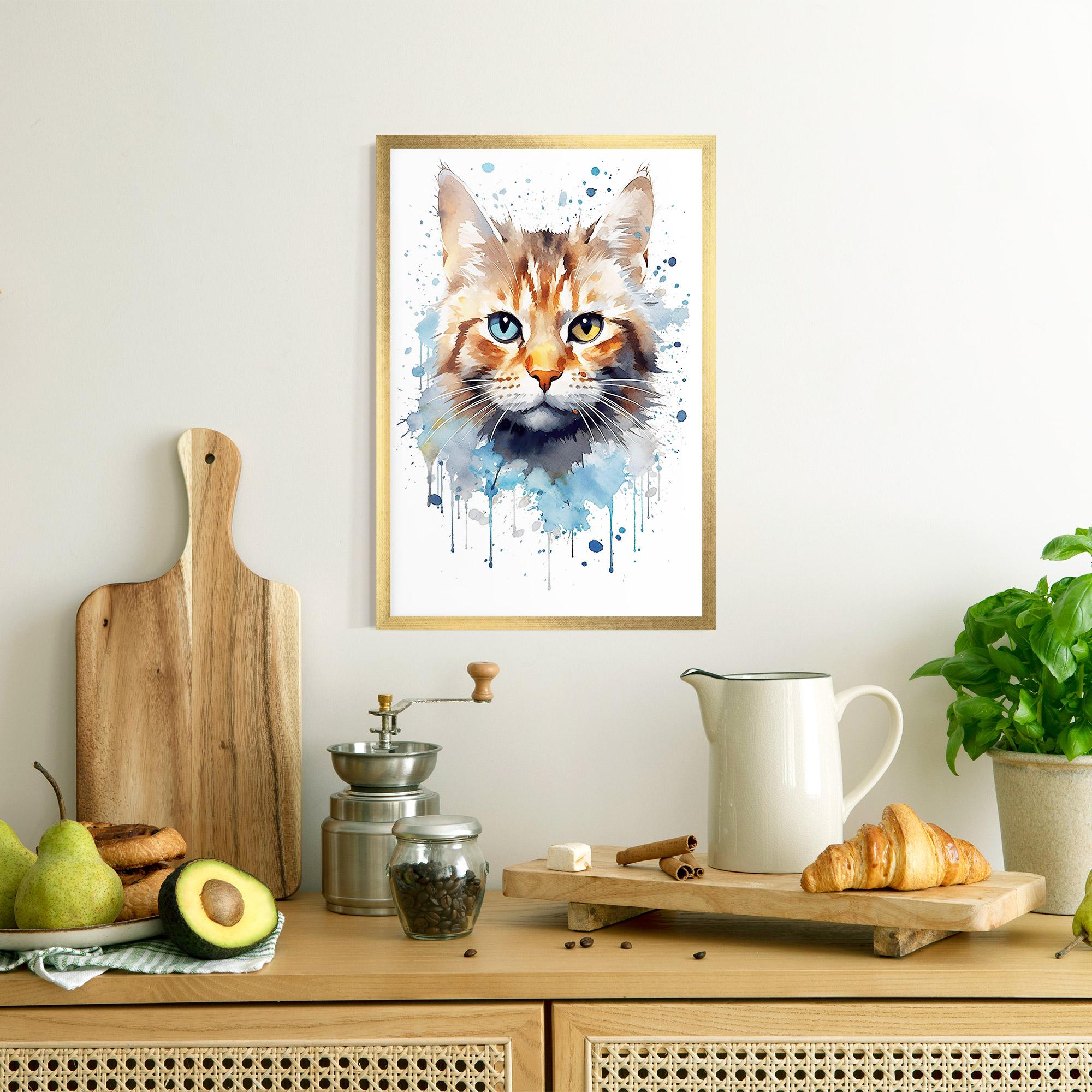 Рамкиран постер Orange Blue Eyes Cat mockup 8