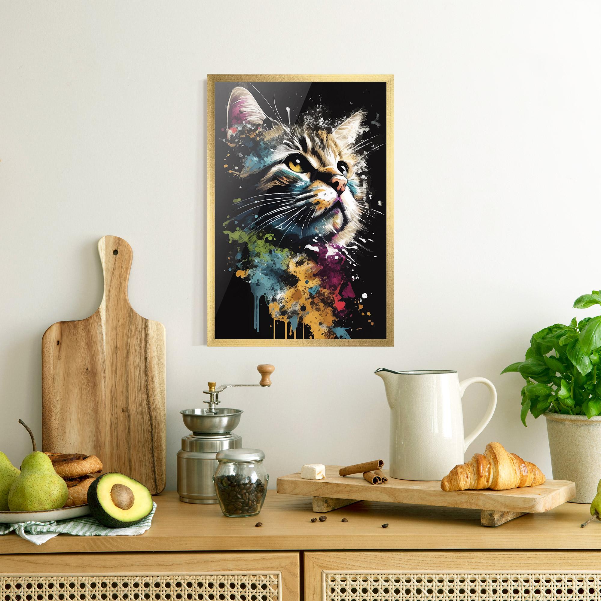 Рамкиран постер Painted Cat mockup 8