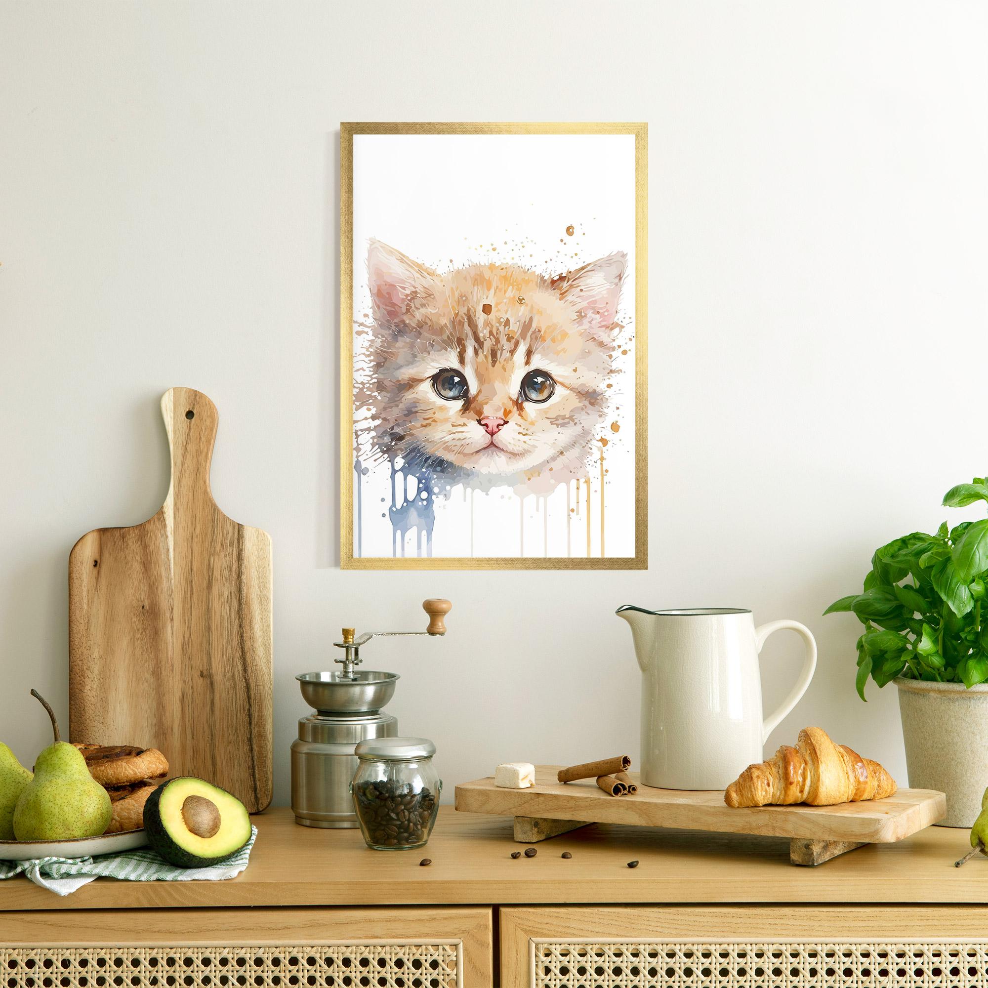 Рамкиран постер Watercolor Animal Cat mockup 8