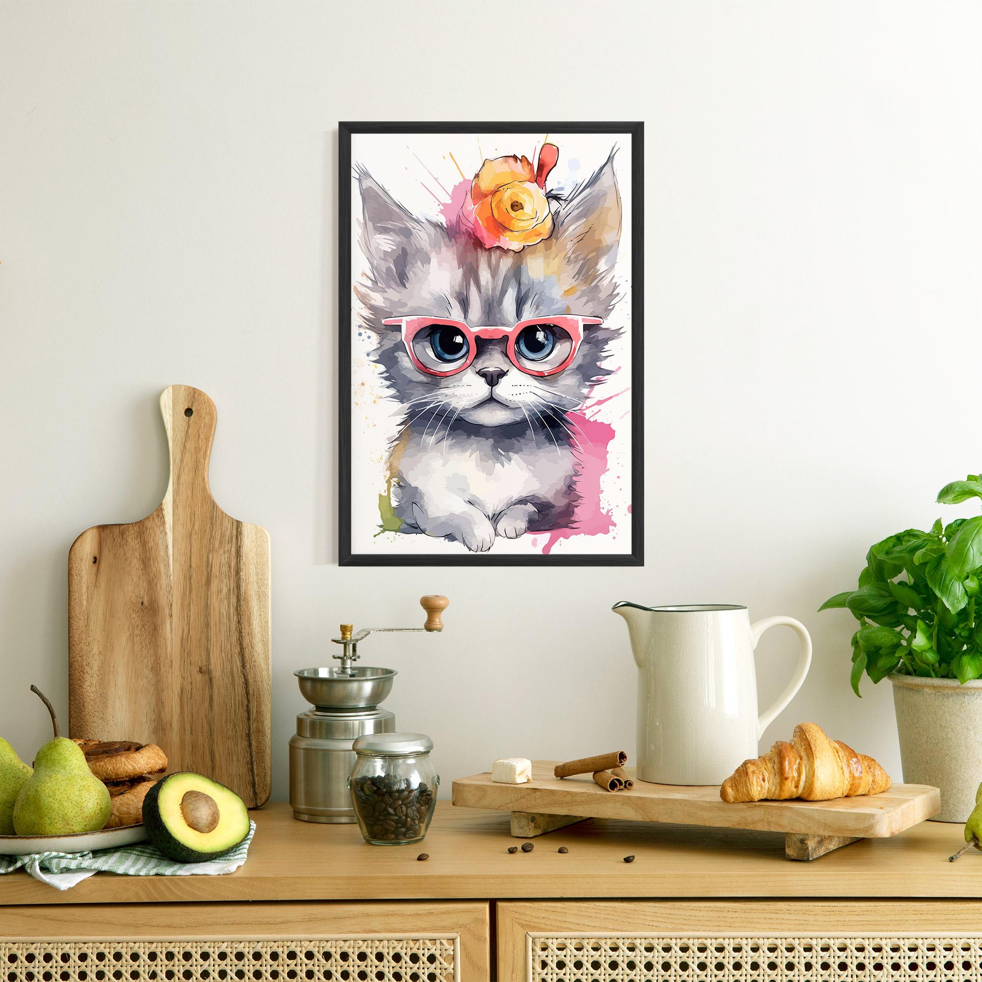 Рамкиран постер Adorable Grey Cat mockup 8