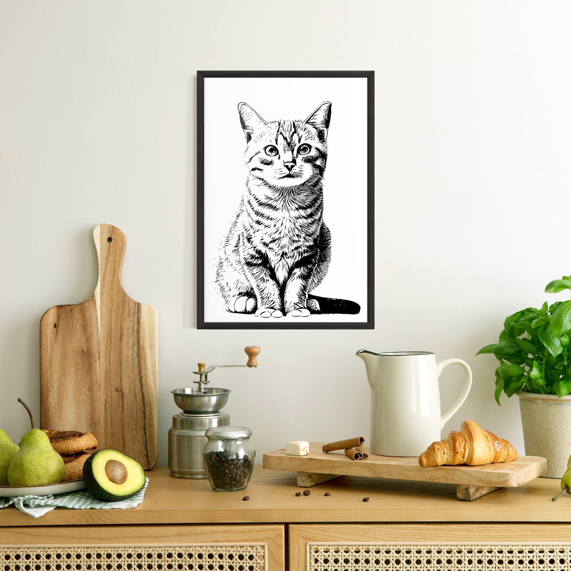 Рамкиран постер Hand Drawn Cat mockup 8