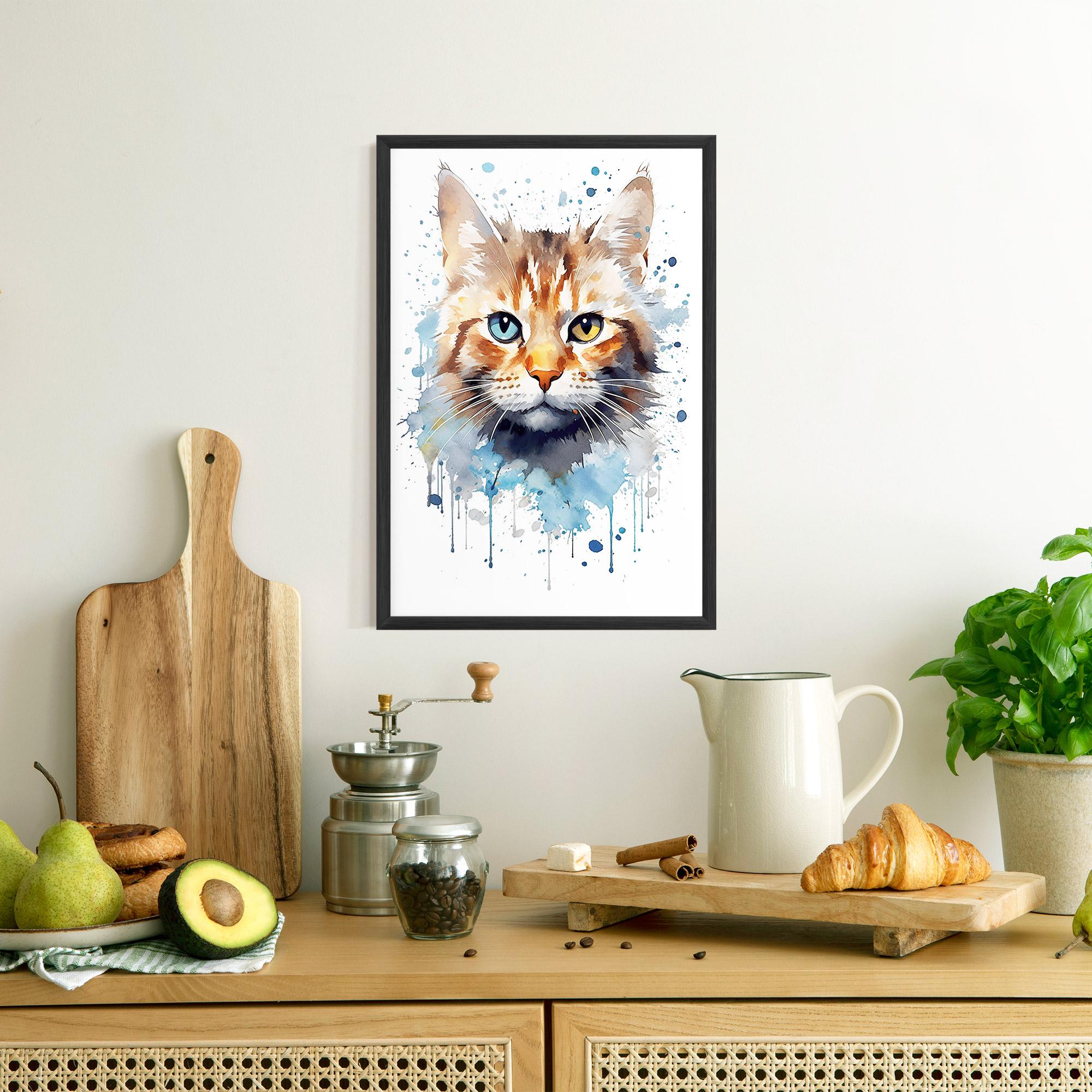 Рамкиран постер Orange Blue Eyes Cat mockup 8