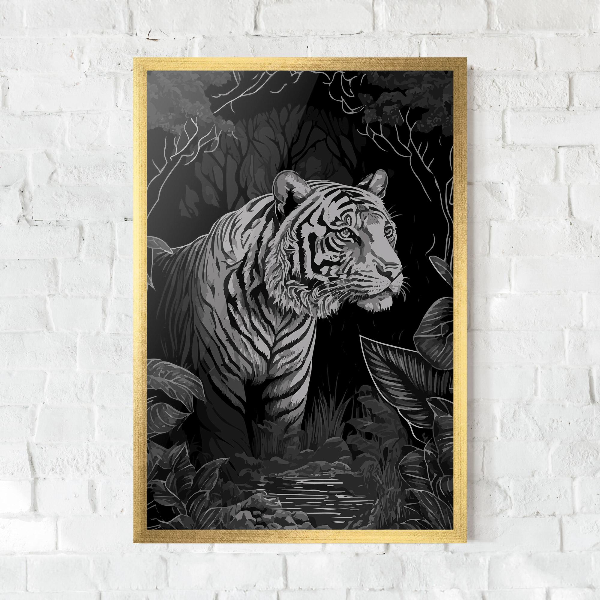Рамкиран постер Grey Tiger mockup 0