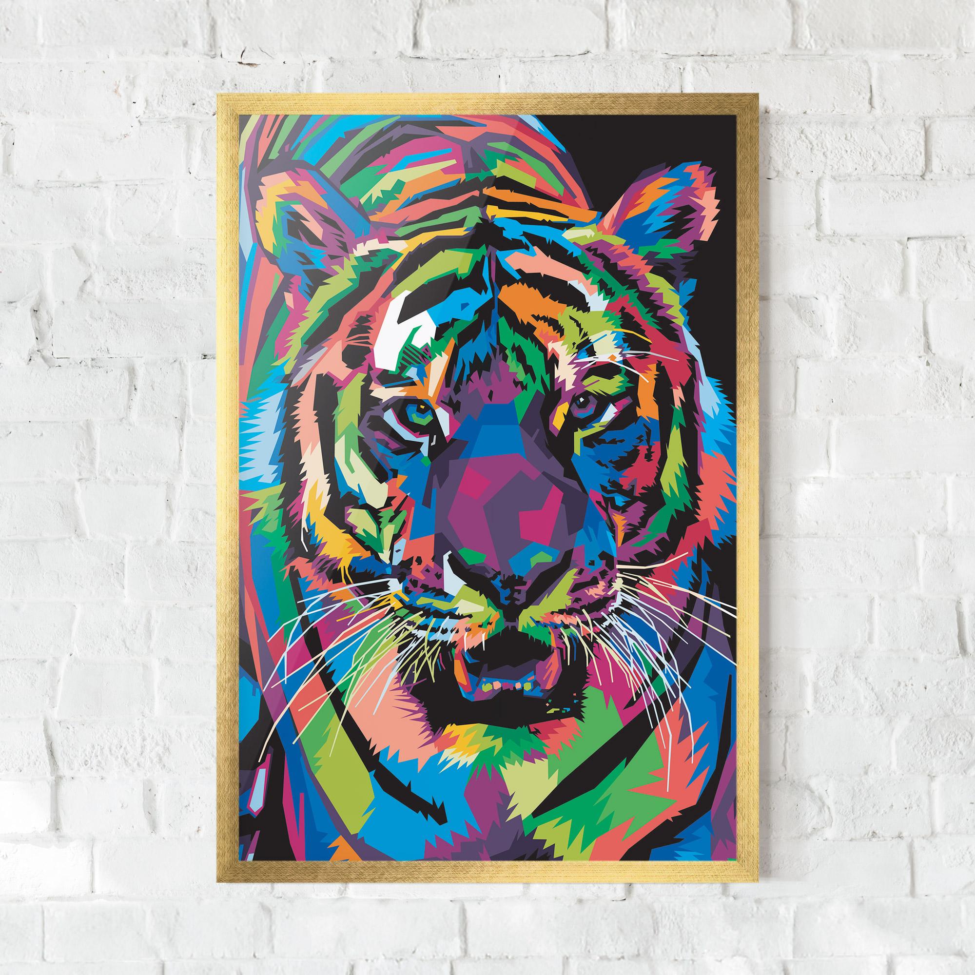 Рамкиран постер Mix Color Tiger mockup 0