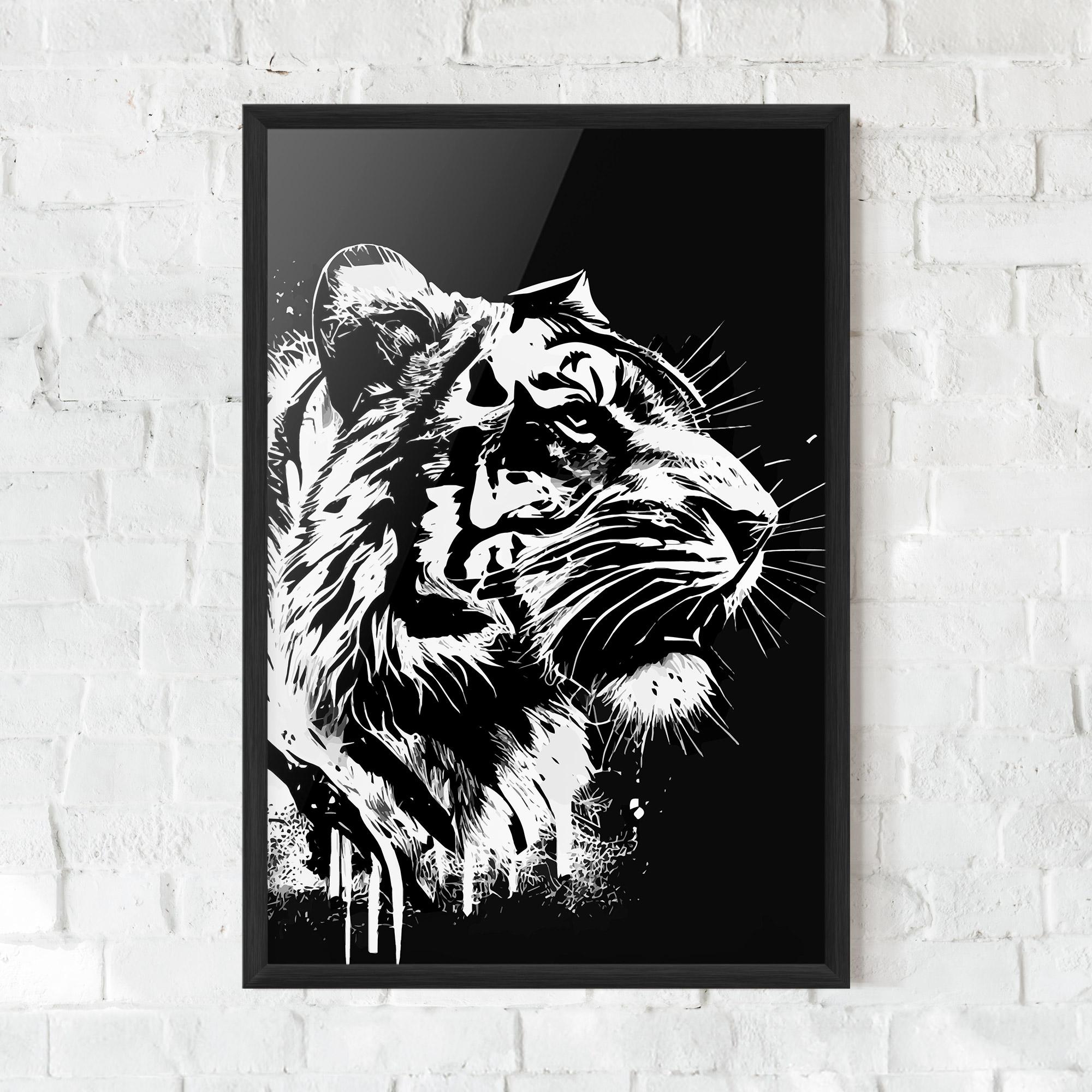 Рамкиран постер White Ink Tiger mockup 0