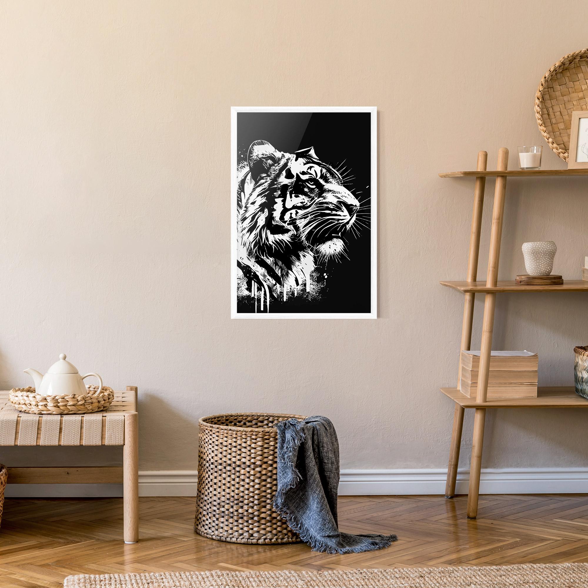 Рамкиран постер White Ink Tiger mockup 9
