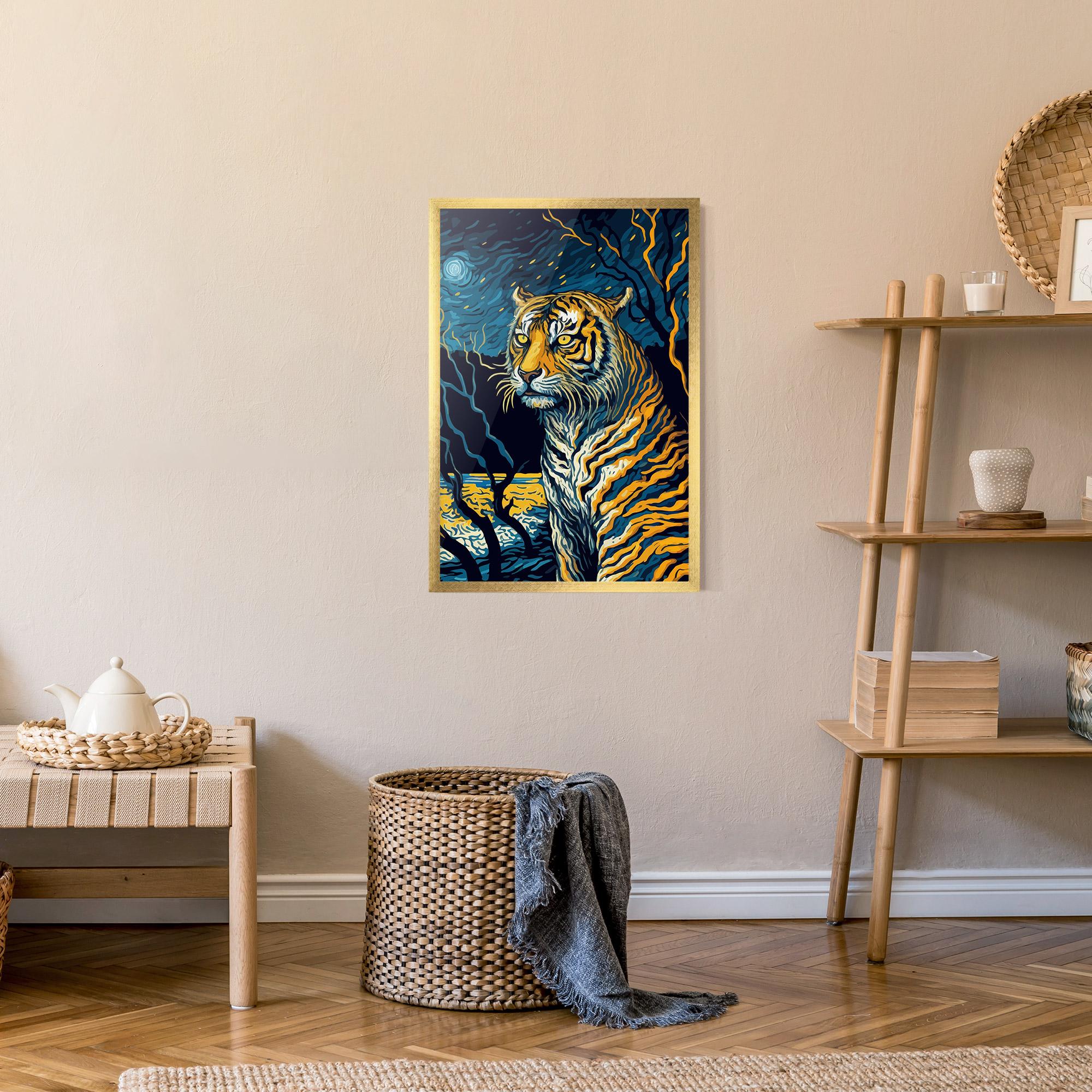 Рамкиран постер Tiger Blue Painting mockup 9