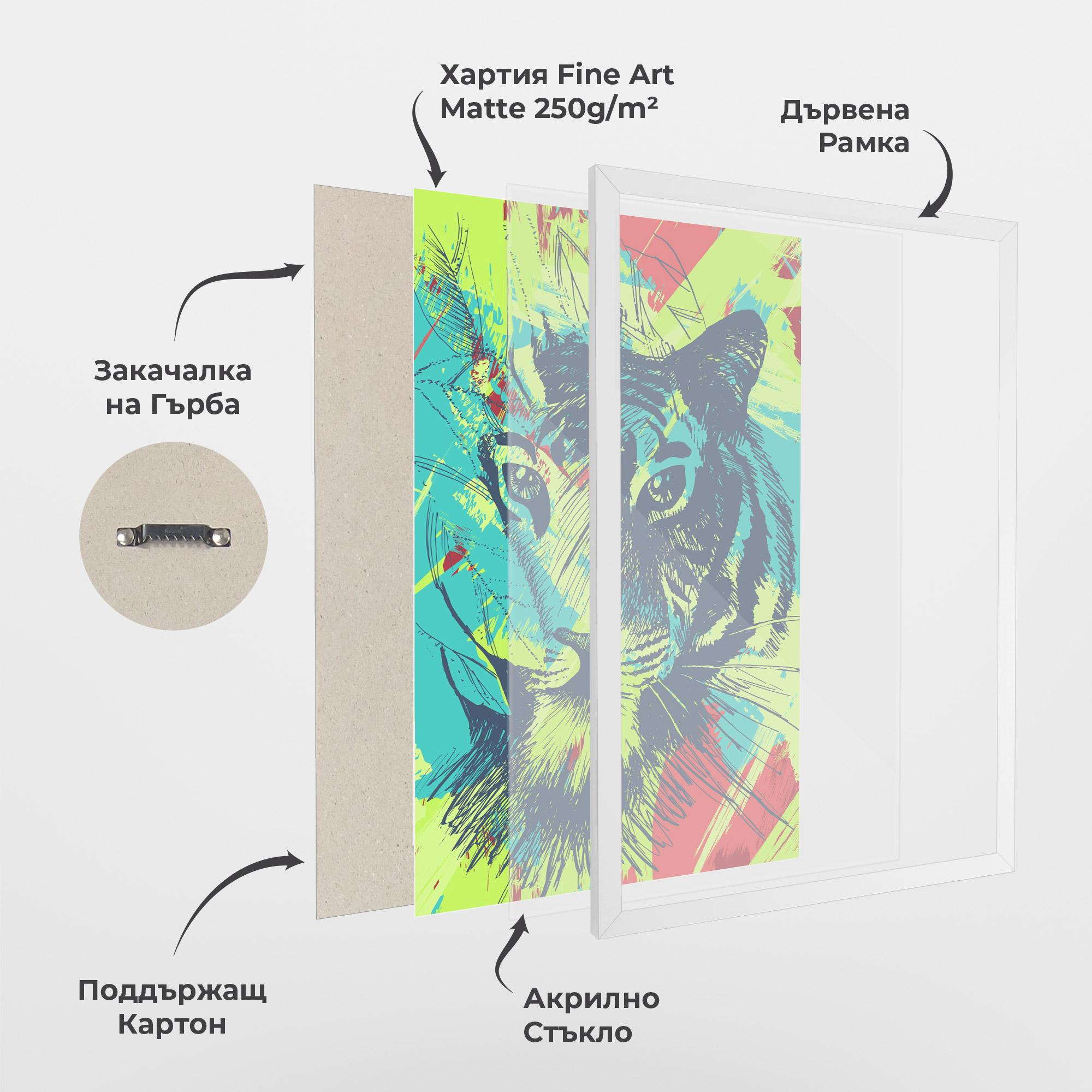 Рамкиран постер Blue Green Tiger mockup 1