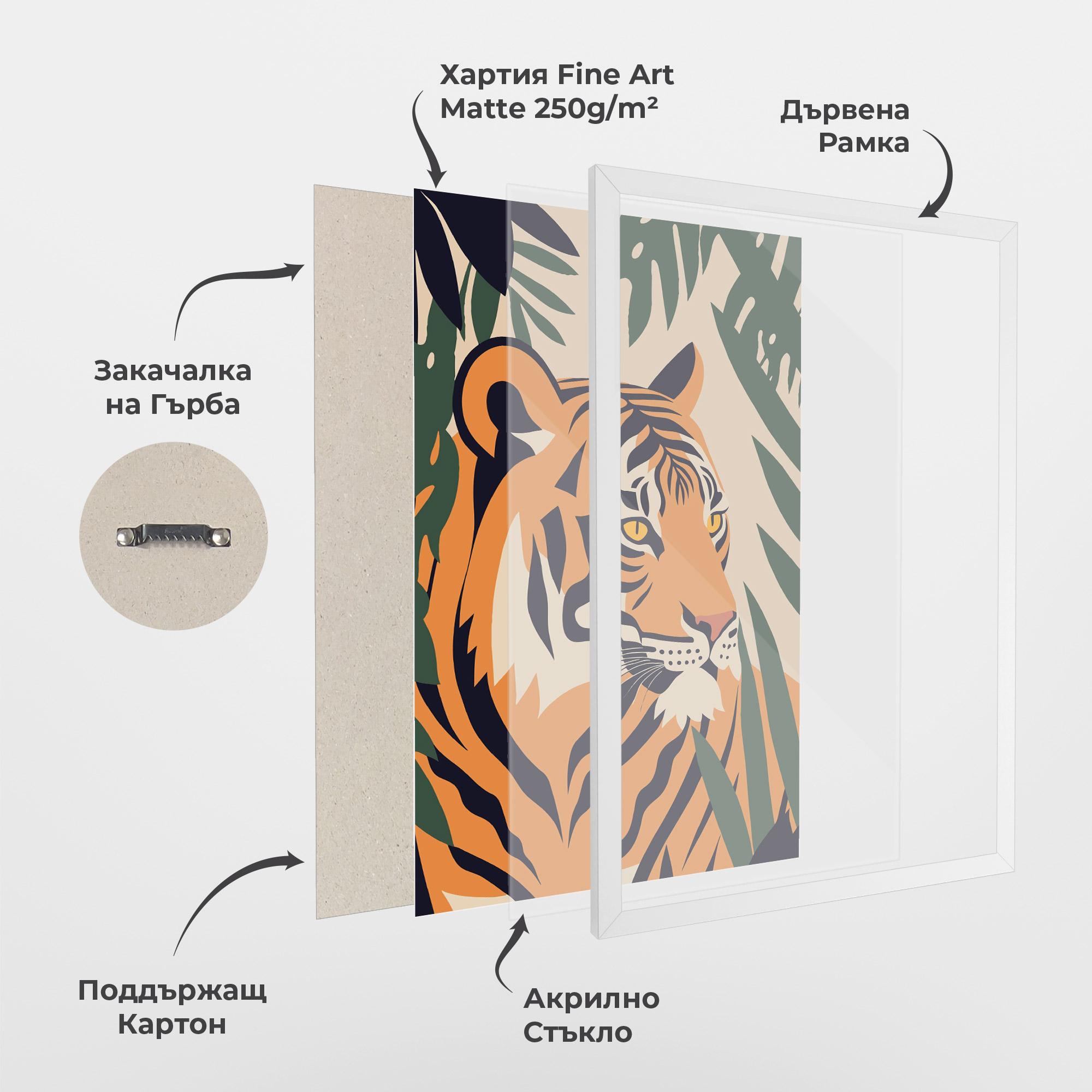 Рамкиран постер Cartoon Style Tiger mockup 1